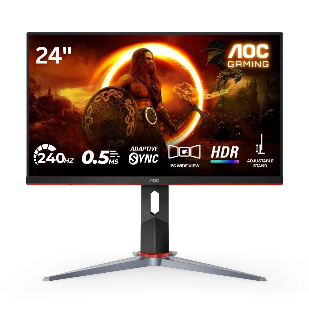 AOC 24G2Z 23.8" Gaming Monitor Full HD, 240Hz, 0.5ms, Flicker-Free, Anti Glare Screen, 350 nits Brightness, Free sync Premium, Minimal Bezel, 6 Game Modes, Built in Speaker,Multitasking Gaming Monitor
