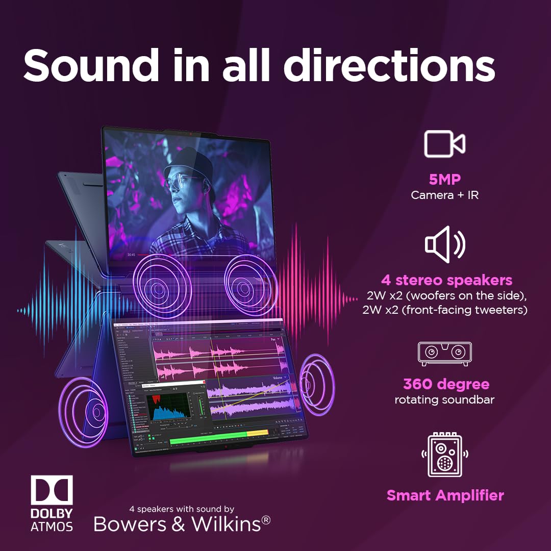 Lenovo Yoga 9 2-in-1 Intel Evo Core Ultra 7 155H 14"(35.5cm) 2.8K WQXGA+ OLED 400Nits 2-in-1 Laptop (32GB/1TB SSD/AI PC/Windows 11/MS Office 21/Digital Pen/Blue/1.5Kg), 83AC001LIN