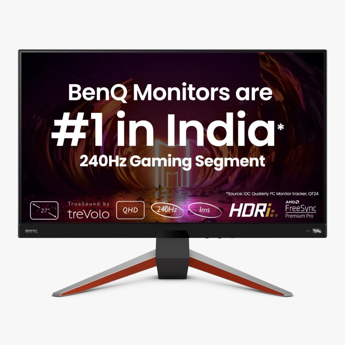 BenQ MOBIUZ EX240 24" IPS Full HD HDR Gaming Monitor| 165Hz| 1ms MPRT| AMD FreeSync Premium| Height Adjust| 99% sRGB| Bezel-Less| Black Equalizer| treVolo Speakers| HDMI| DP| USB 3.0 Hub (Grey)