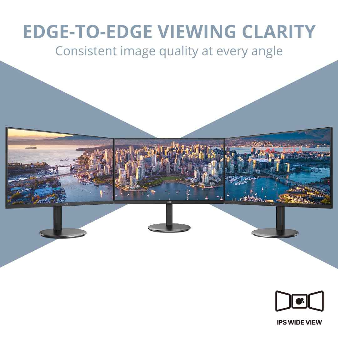 AOC U27V4 27" Ultra HD 4K Monitor, IPS Display, Flicker-Free, Low Blue Light, HDR Mode, Adaptive Sync, Dual HDMI 2.0 Port, Built-in Speakers, 350nits Brightness, Screen Shield, Height Adjustable Stand