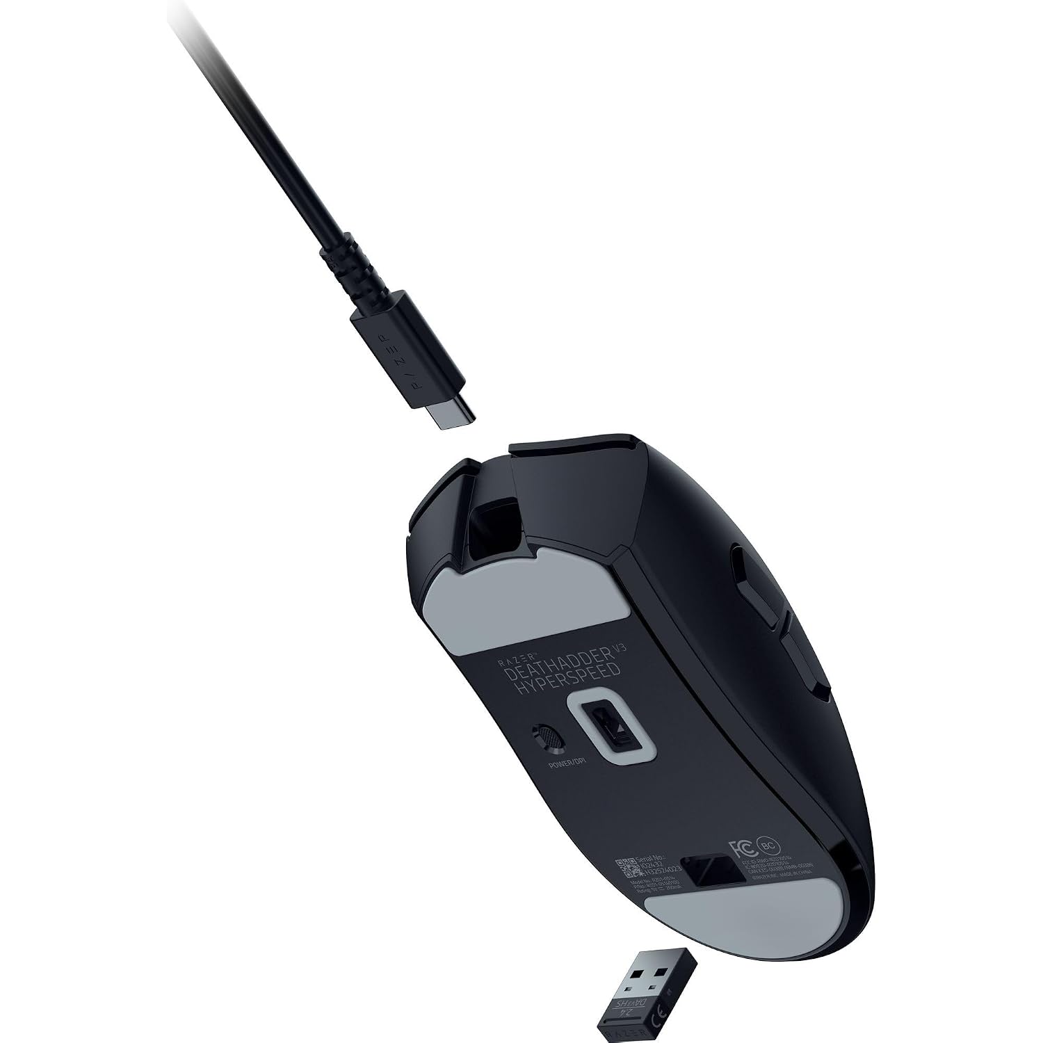 Razer DeathAdder V3 HyperSpeed Wireless Esports Gaming Mouse: 55 g Lightweight - Ergonomic & Smooth Touch Texture - Up to 100 Hr Battery - Gen 3 Optical Switches - Focus X 26K Optical Sensor - Black