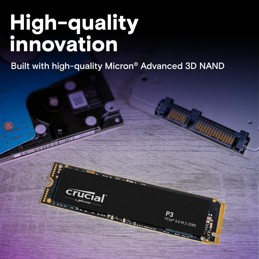 Crucial P3 500GB PCIe 3.0 3D NAND NVMe M.2 SSD, up to 3500MB/s - CT500P3SSD8