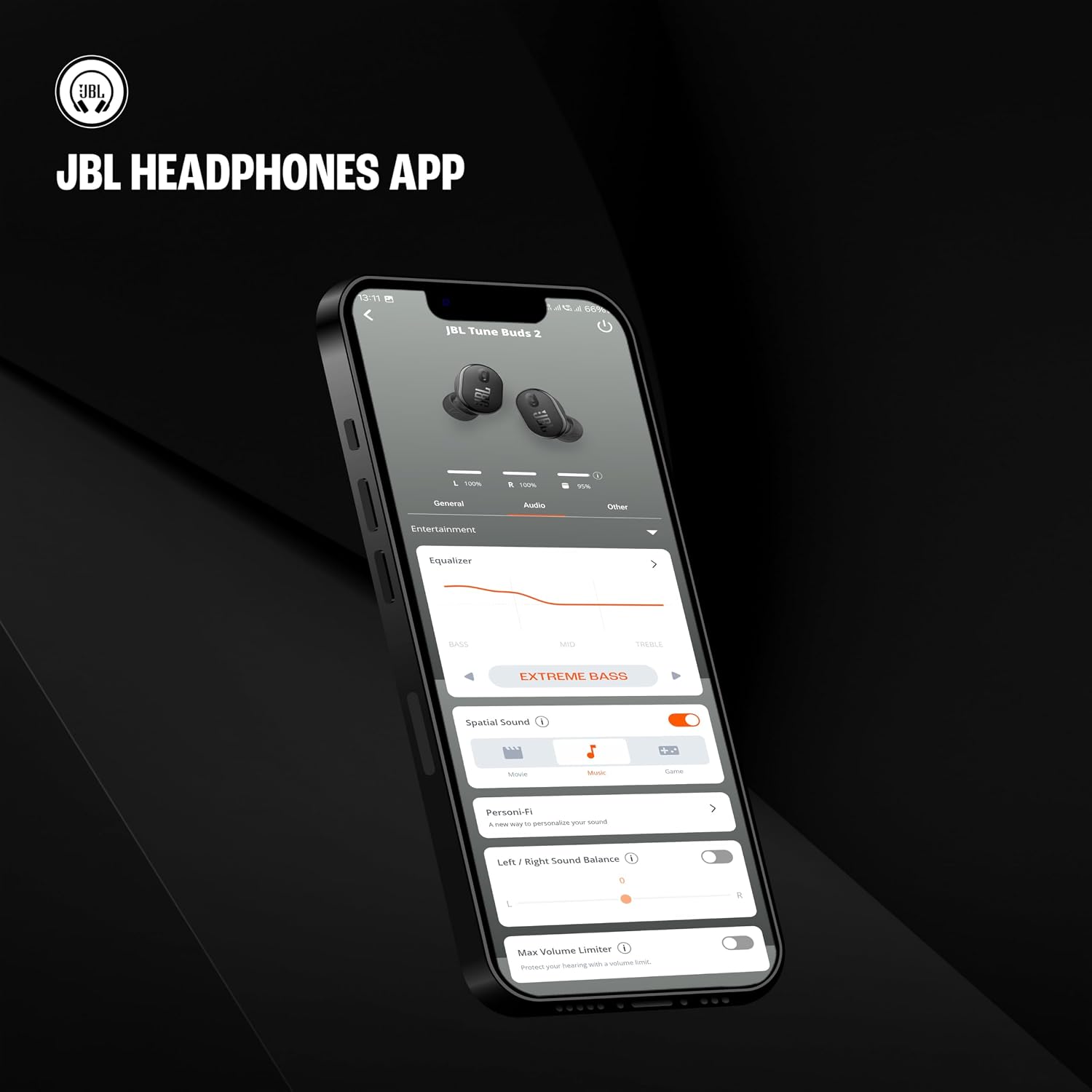 JBL Tune Buds 2 TWS, ANC Earbuds, 48Hr Playtime,Dual Connect,6 Mics, Spatial Sound, Personi-Fi 3.0, Ambient Aware, Relax Mode, Customized EQ with Headphones App (Black)