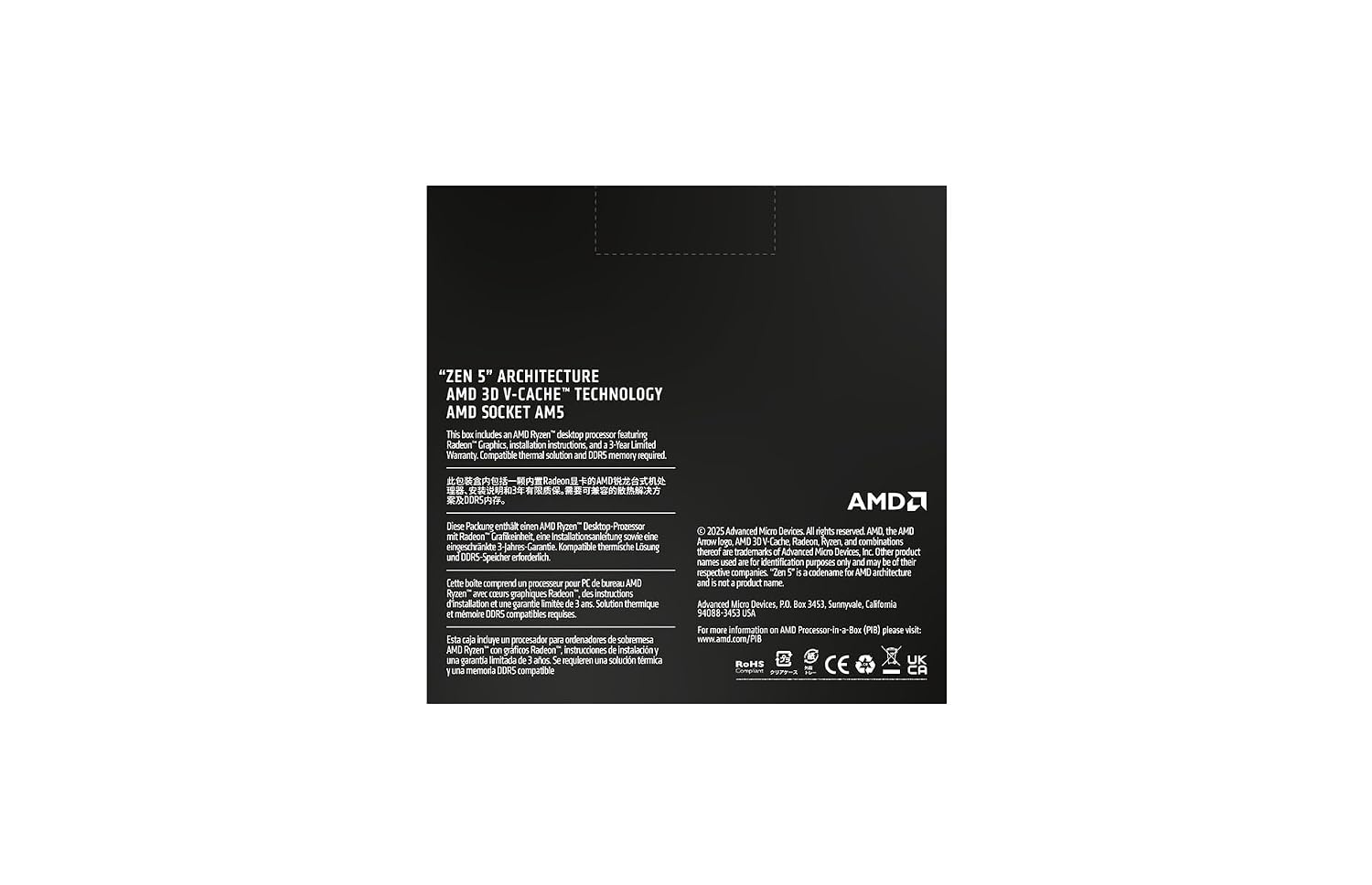 AMD Ryzen™ 9 9950X3D2 Dual Edition Desktop Processor with 3D V-Cache™ Technology, 16 cores and 32 Threads, Base Clock Upto Base Clock 4.7 GHz Up to 5.2 GHz AM5 Socket