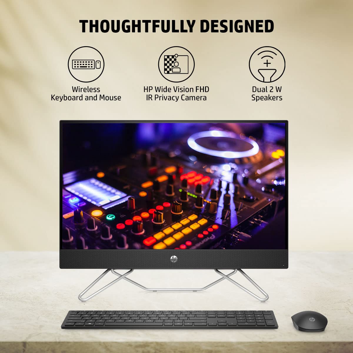 HP All-in-One PC 12th Gen Intel Core i3-1215U 24-inch(60.5 cm) FHD Desktop (8GB/512GB/Win 11/Wireless Keyboard and Mouse Combo/IR Privacy Camera/Intel UHD Graphics/MSO/Jet Black) 24-cb1802in - Zapnet.in