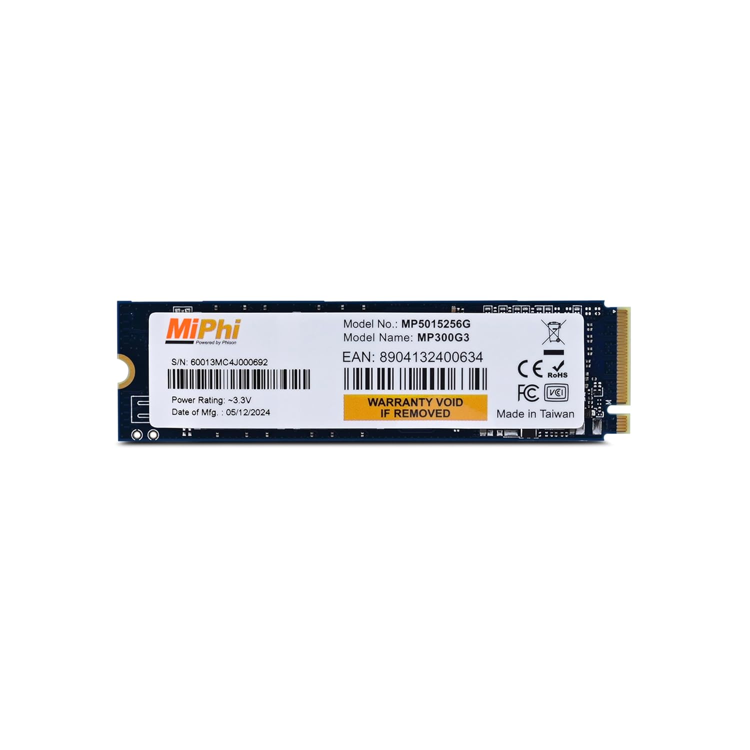 MP300G3 NVMe 256GB, Upto 3300MB/s, 5 Y Warranty, PCIe Gen 3 NVMe M.2 (2280), Internal Solid State Drive (SSD)