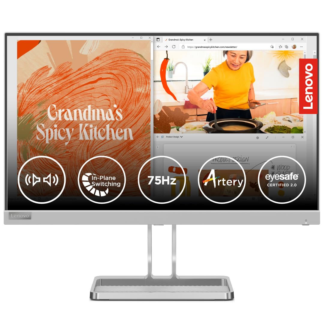 Lenovo L27i-4A, 27 inch (68.5cm), IPS, FHD 1920x1080, 100Hz, Cloud Grey, 1ms, FreeSync, 99% sRGB, 3Wx2 Speakers, Smart Display Customization Artery, 2X HDMI 1.4, VGA, Tilt Monitor