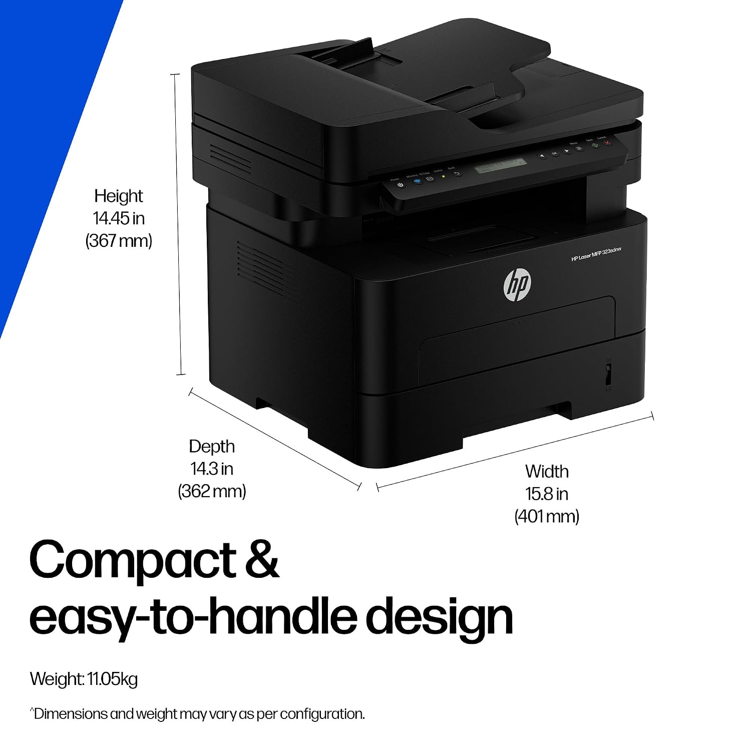 HP 323sdnw Auto Duplex WiFi Laser Printer (New Launch) with ADF, Print Scan Copy, LCD Display, 30 PPM, 256 MB Memory, Black