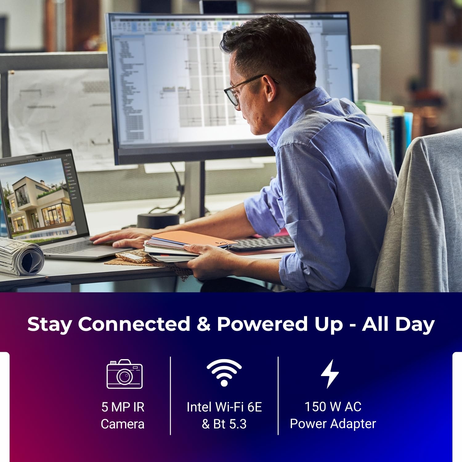 HP Laptop Ultra 7-155H, 32GB RAM, 1TB SSD, RTX 1000 Ada 6GB, Win 11 Pro, 16" WUXGA, 5MP+IR Cam, Fingerprint Sensor, Backlit Keyboard, Wi-Fi 6E, BT 5.3, 3-Year Warranty (A8WN0PT)