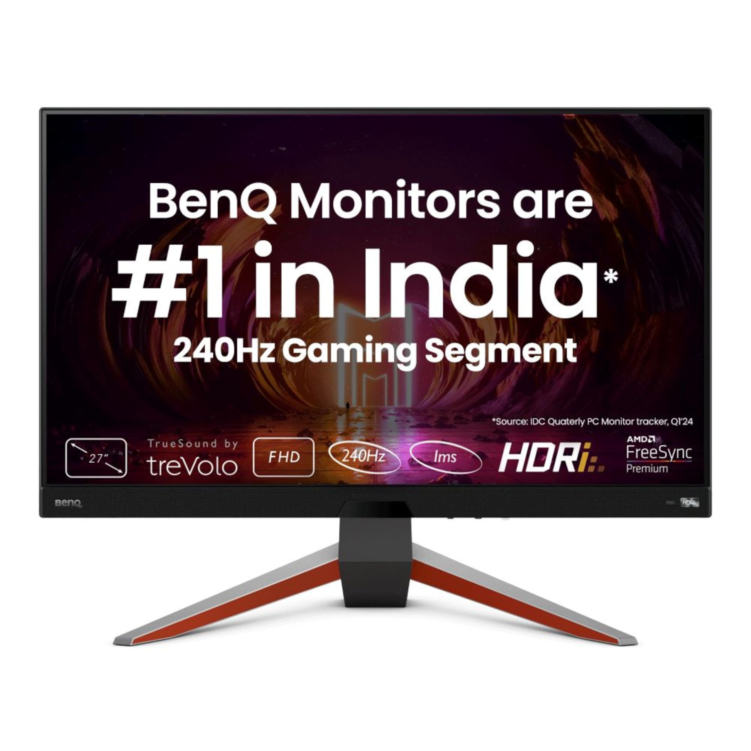 BenQ MOBIUZ EX2510S 24.5" IPS Full HD HDR Gaming Monitor 165Hz| 1ms MPRT| FreeSync Premium| Height Adjust| 99% sRGB| Bezel-Less| Black Equalizer| treVolo Speakers (2.5W x 2)| HDMI| DP (Dark Grey)