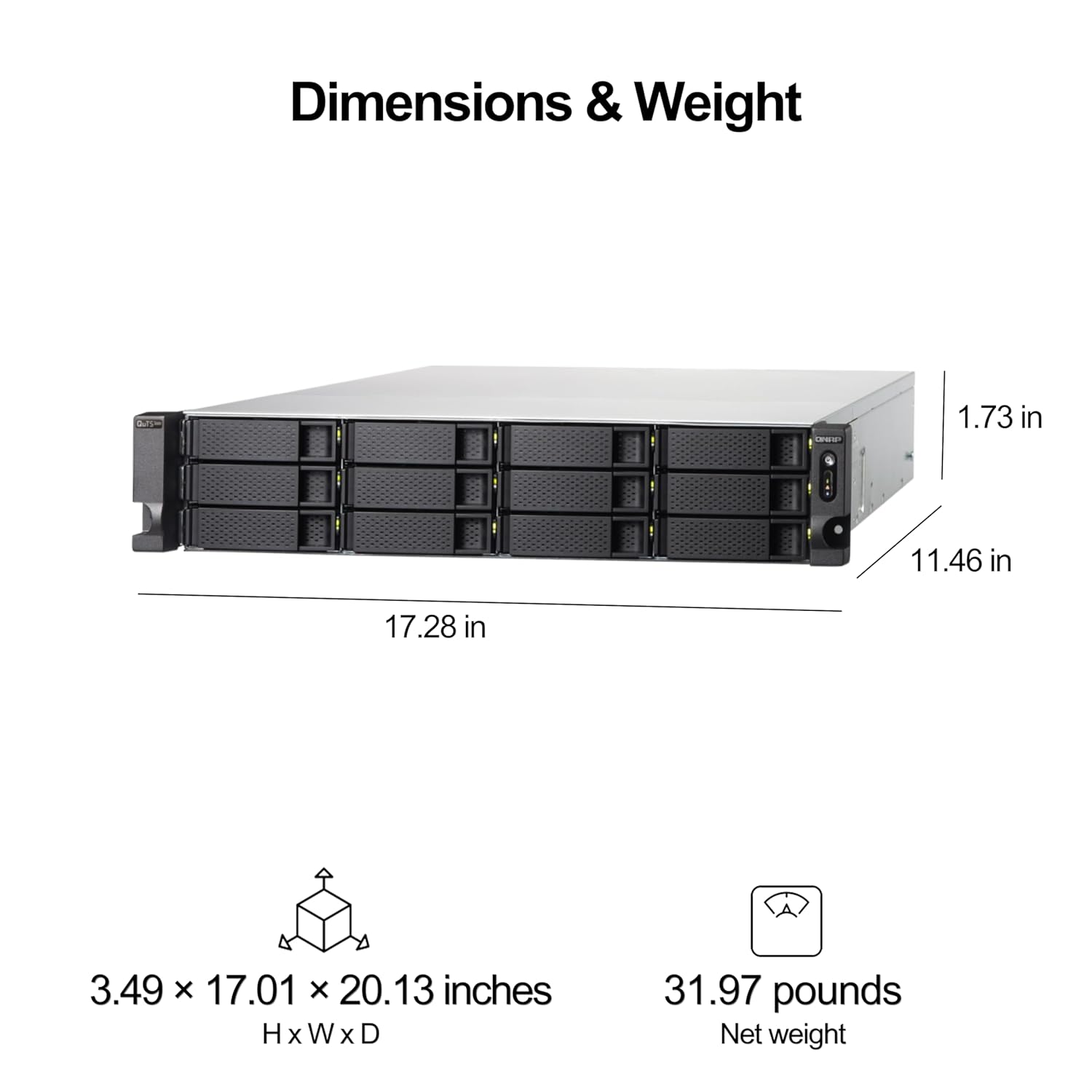 QNAP TS-h1886XU-RP-R2-D1622-32G-US 18 Bay rackmount NAS with Intel® Xeon® Processor, 32GB DDR4 ECC RAM, 10GbE-Ready and ZFS Storage for virtualization and Data-Intensive Enterprise Applications