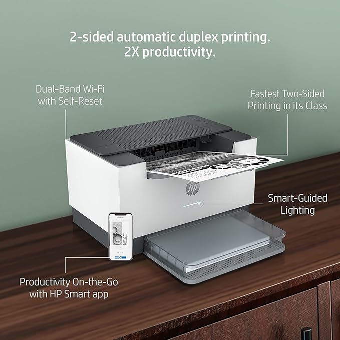 HP Laserjet M208dw Printer, Wireless, Single Function, Print, Hi-Speed USB 2.0, Ethernet, Bluetooth LE, Up to 30 ppm, 150-sheet Input Tray, 100-sheet Output Tray, Black and White, 6GW64A - Zapnet.in