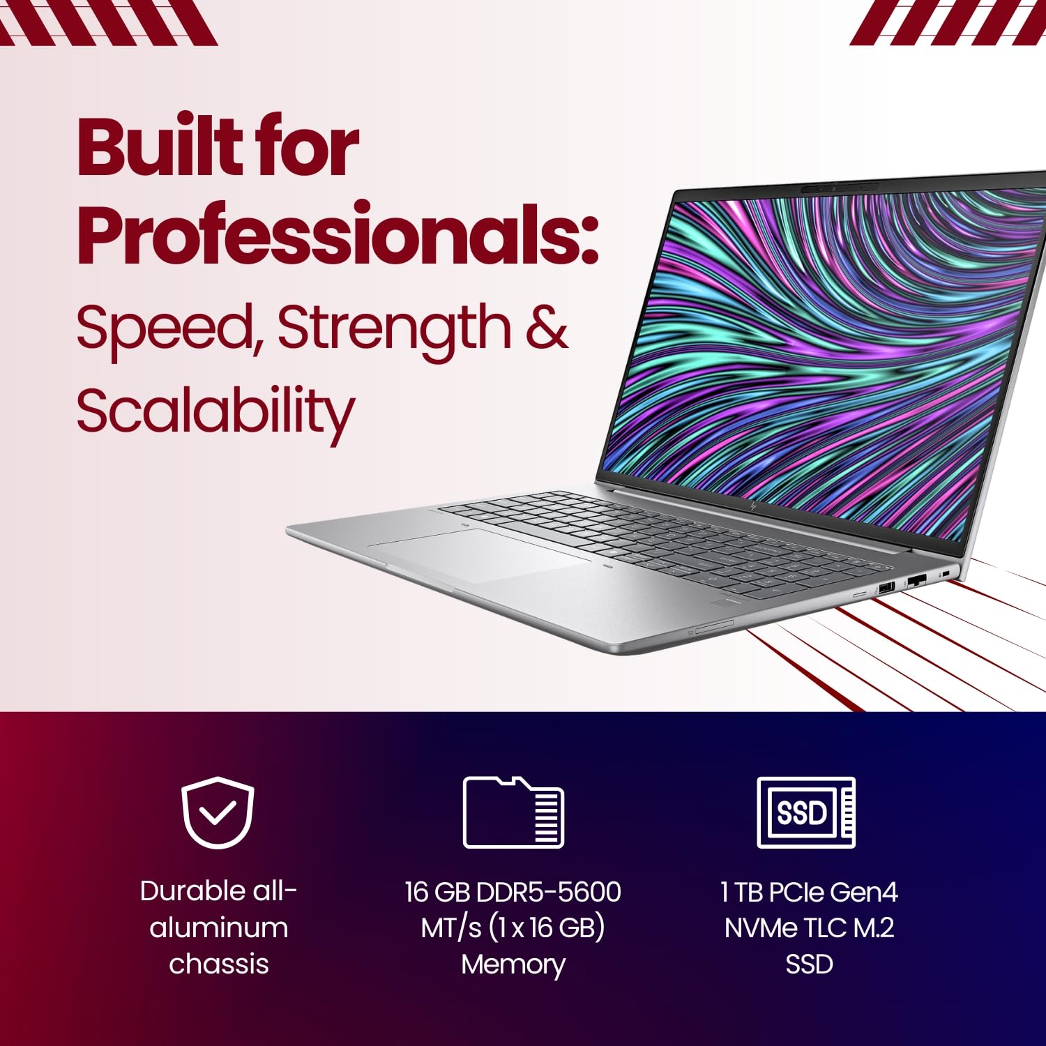 HP Laptop Ultra 7-155H, 16GB RAM, 1TB SSD, RTX 1000 Ada 6GB, Win 11 Pro, 16" WUXGA, 5MP+IR Cam, Fingerprint Sensor, Backlit Keyboard, Wi-Fi 6E, BT 5.3, 3-Year Warranty (A8WN1PT)
