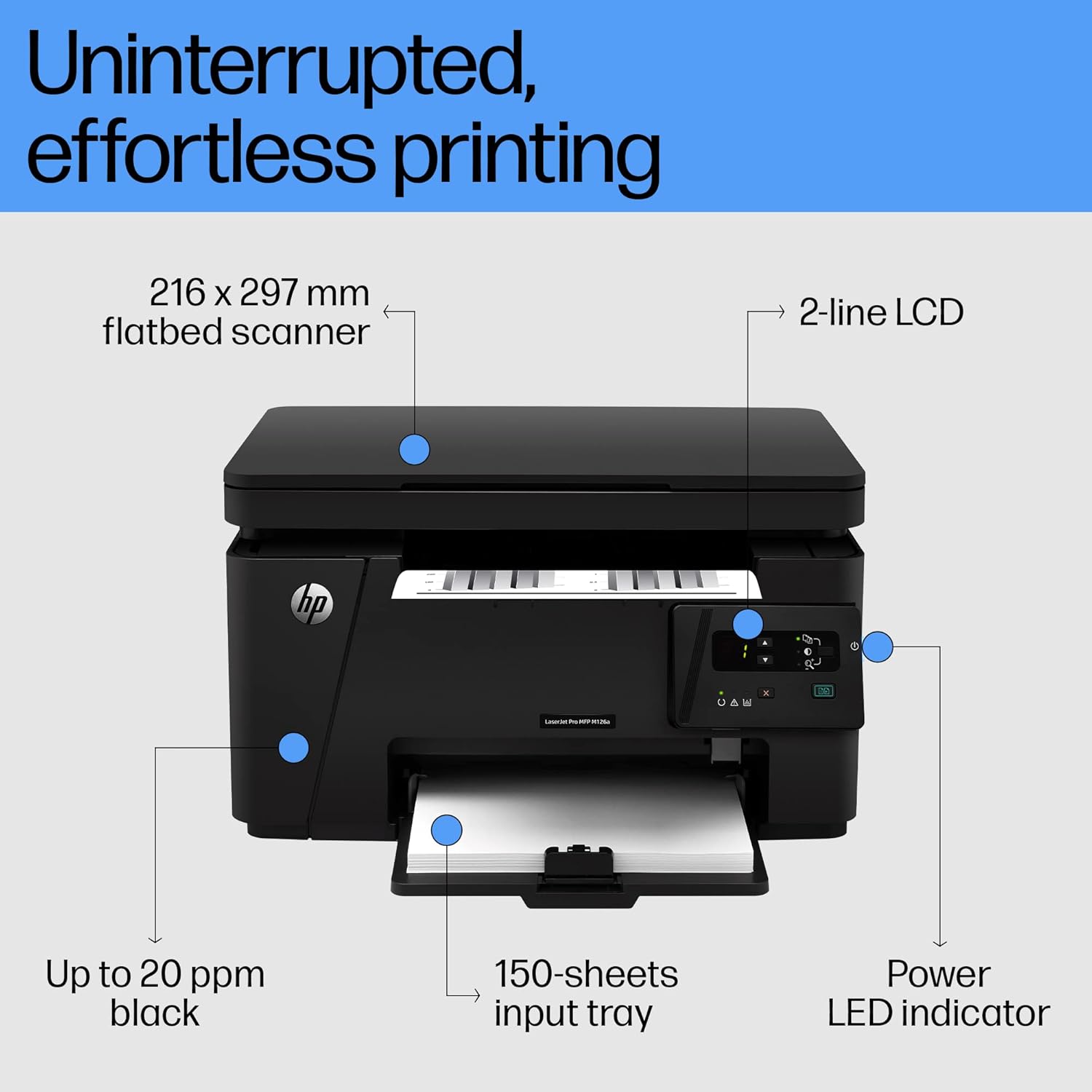 HP Laserjet M126a B&W Monochrome Printer for Office: 3-in-1 Print, Copy, Scan, Compact, Durable, Black