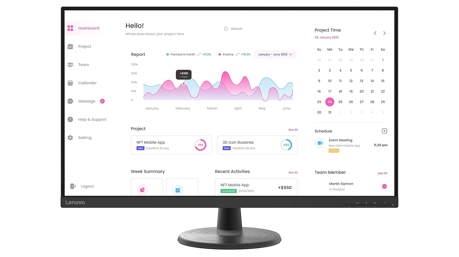 Lenovo D32-40 Monitor - 31.5-inch, FHD, 60Hz, Anti Glare Screen, Raven Black, 66FCGAC2AU