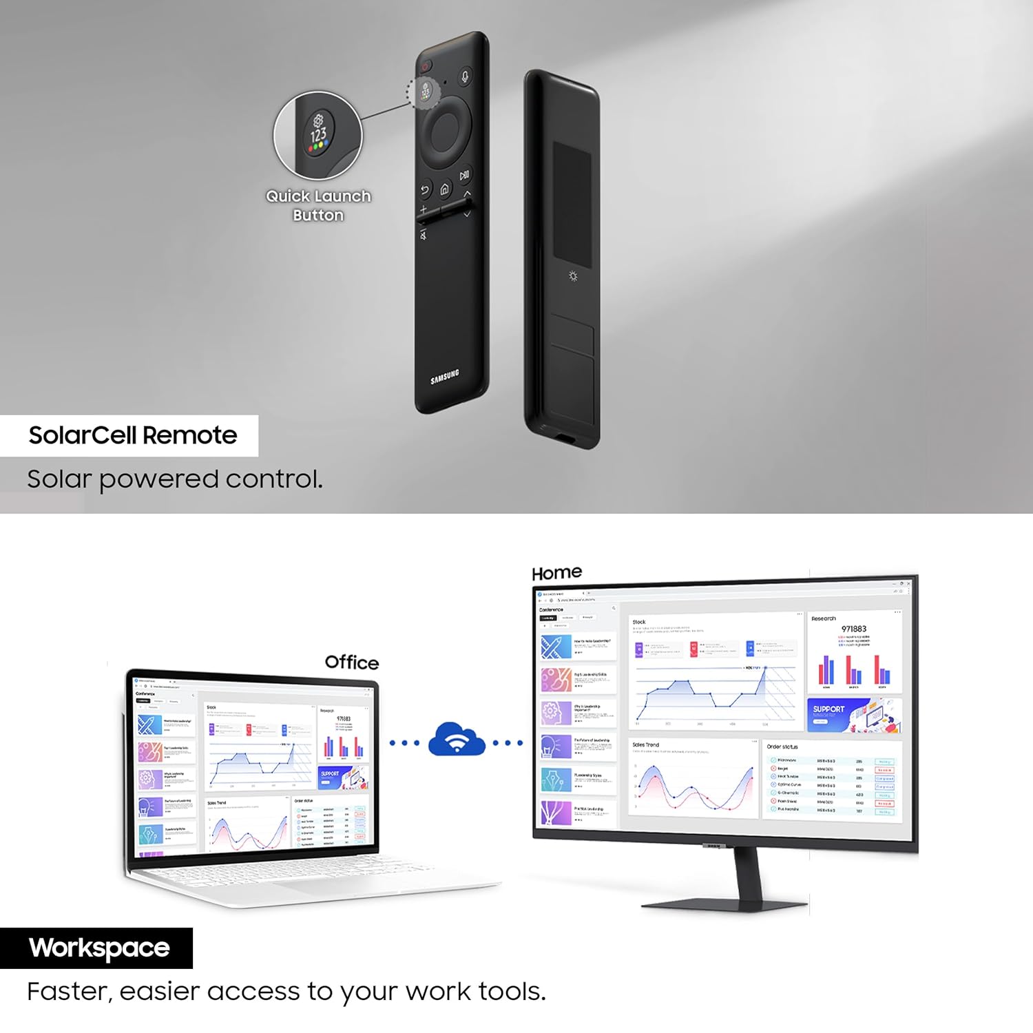 Samsung 32" (80cm) M7 4K Smart Monitor with Smart TV Experience|UHD 3840 x 2160|Type C-65W|OTT Apps|IoT Hub|Office 365|Workout Tracker|Speakers|Solar Remote|Wi-Fi|Bluetooth|LS32DM700UWXXL|Black
