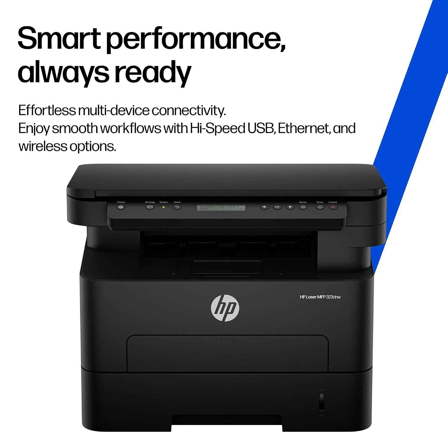 HP 323dnw Auto Duplex WiFi Laser Printer A58WHA (New Launch), Print Scan Copy, LCD Display, 30 PPM, 256 MB Memory, Black