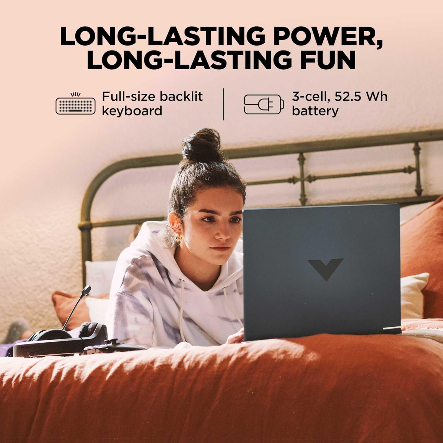 HP Victus Gaming Laptop, AMD Ryzen 5 5600H, 4GB AMD Radeon RX 6500M graphics, 15.6-inch (39.6 cm), FHD, IPS, 144Hz, 8GB DDR4, 512GB SSD, Backlit KB, B&O, Dual speakers (MSO, Silver, 2.37 kg), fb0108AX