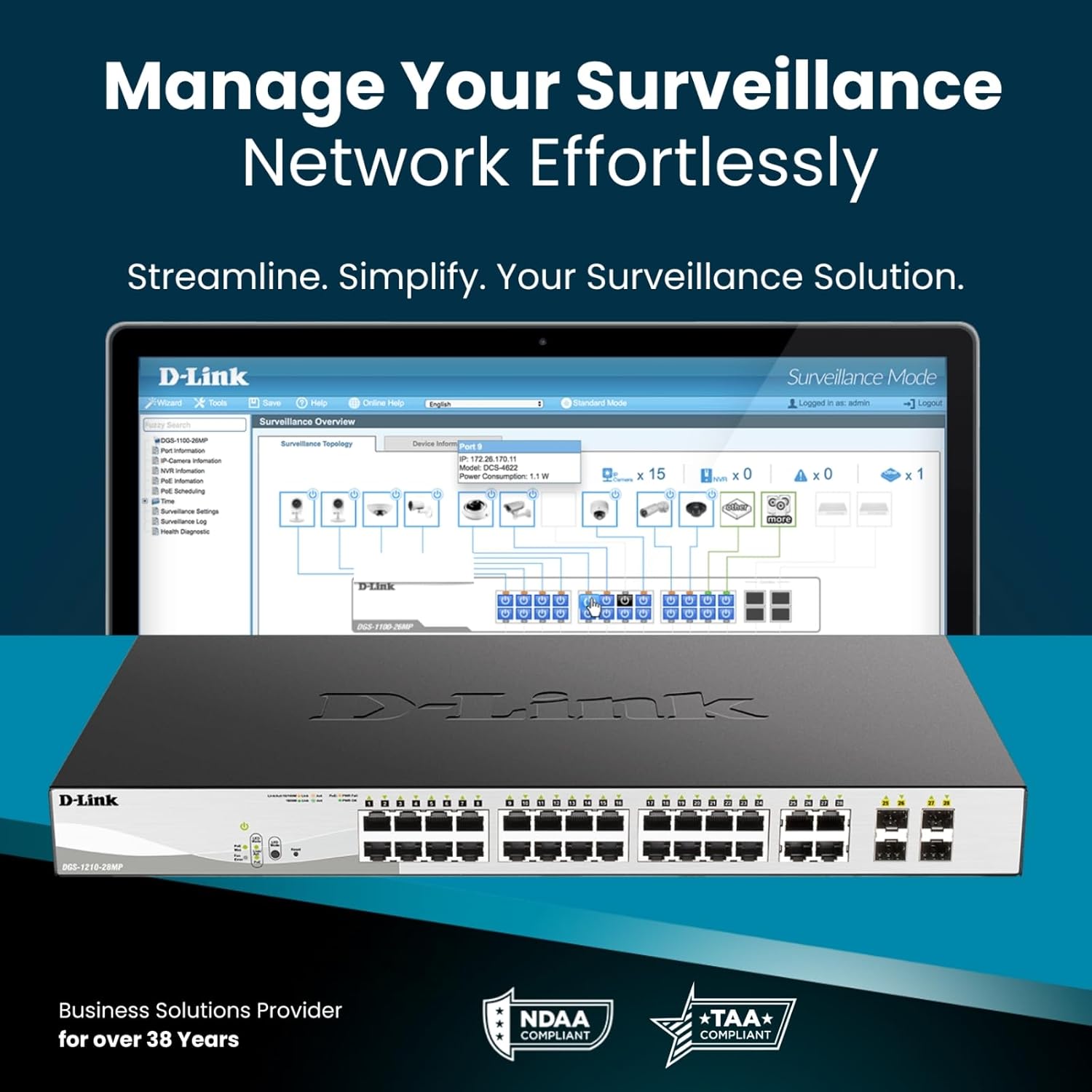 D-LINK DGS-1210-10P 8-Port 10/100/1000M PoE with 2 Combo SFP ports Web Smart Switch