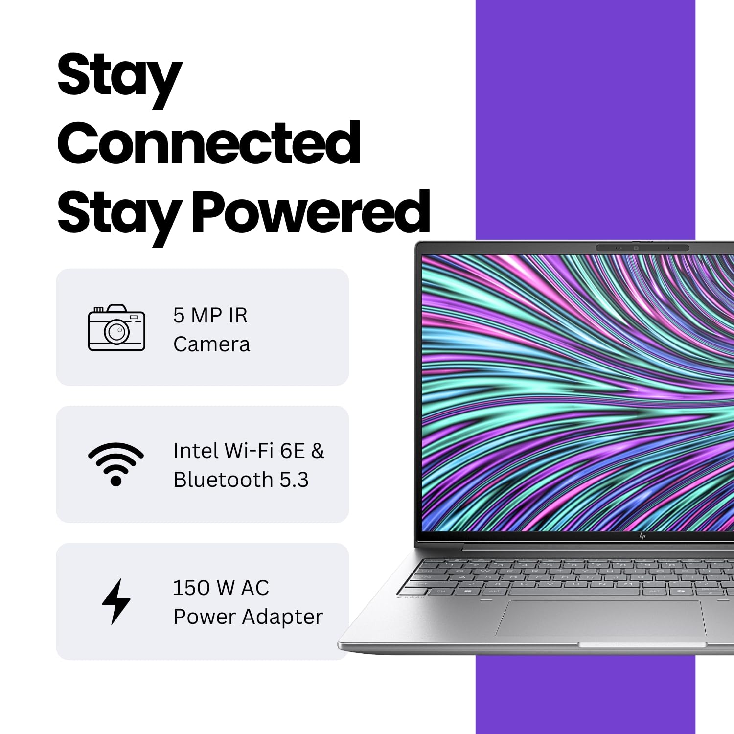 HP Laptop Ultra 7-155H, 32GB RAM, 1TB SSD, RTX 2000 Ada 8GB, Win 11 Pro, 16" WUXGA, 5MP+IR Cam, Fingerprint Sensor, Backlit Keyboard, Wi-Fi 6E, BT 5.3, 3-Year Warranty (A8WM9PT)
