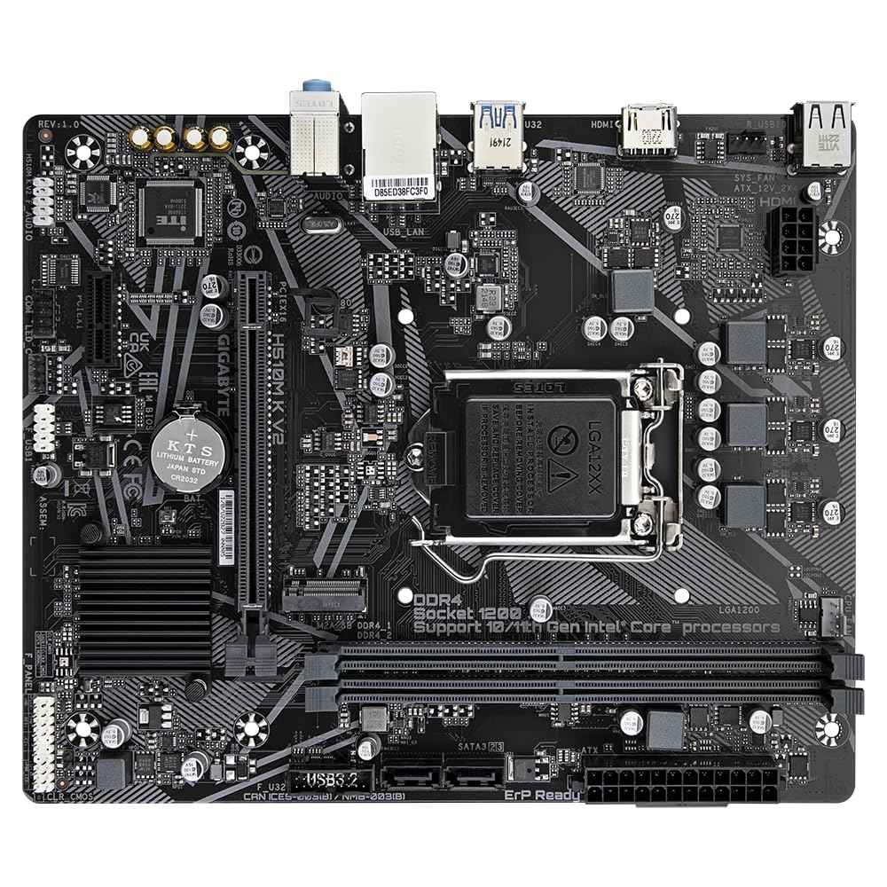 GIGABYTE H510M K V2 Motherboard | Intel H510 | Micro ATX | DDR4 | PCIe 3.0 | HDMI | USB 3.2 | Reliable Entry-Level