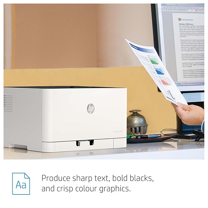 HP Colour Laser 150Nw Wireless Color Laser Printer with Built-in Ethernet and WiFi-Direct, Smallest Color Laser in Its Class, White - Zapnet.in