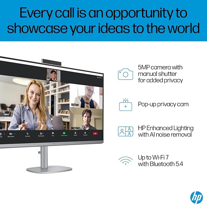 HP OmniStudio X All-in-One Desktop PC, Intel Core Ultra 7 155H, 16 GB DDR5, 1TB SSD, 80.1 cm (31.5"), Dual 2W Speakers,Windows 11,Office 21, Meteor Silver, 9.56 kg, 32-c0015in - Zapnet.in