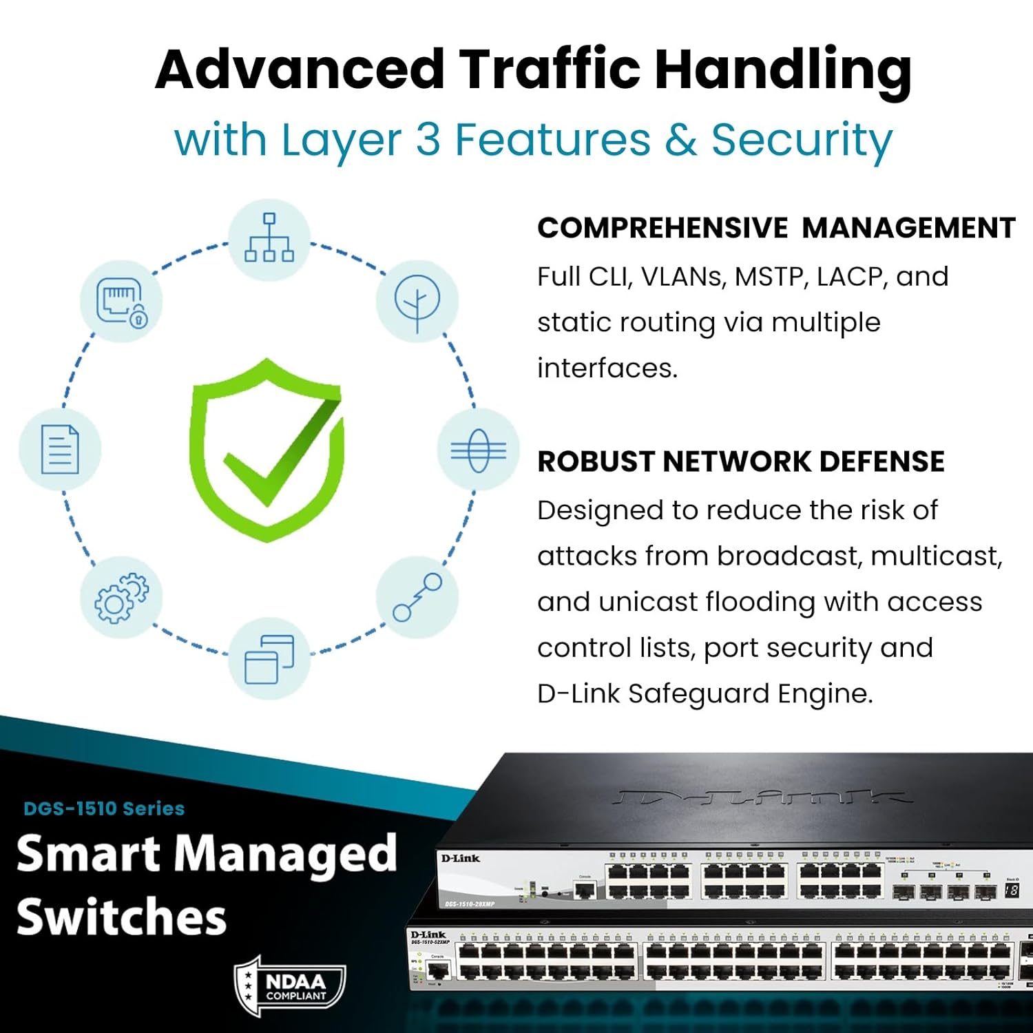 D-Link 52-Port Gigabit Stackable SmartPro Switch Including 4 10GbE SFP+ Ports - 48 Network, 4 Expan