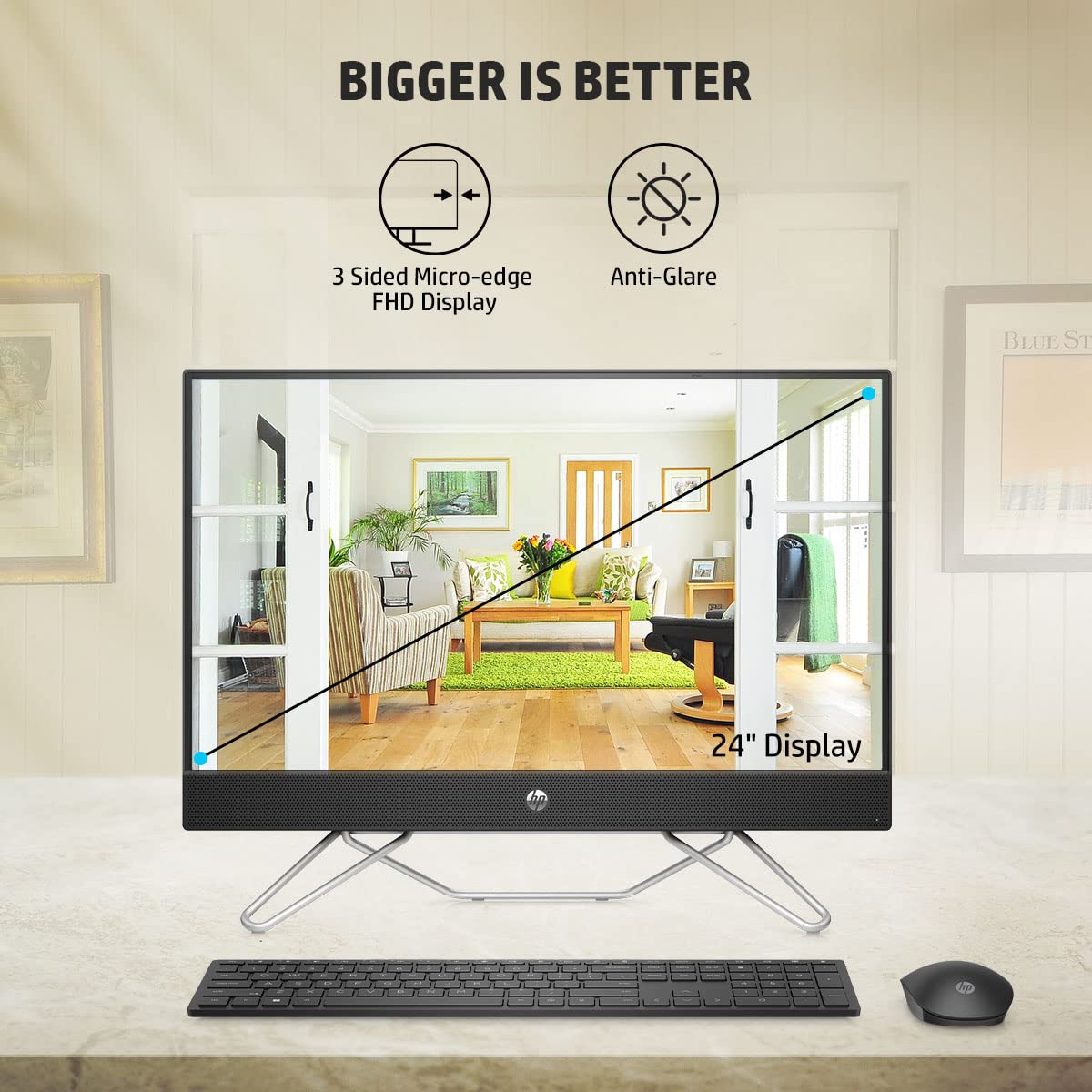 HP All-in-One PC 12th Gen Intel Core i3-1215U 24-inch(60.5 cm) FHD Desktop (8GB/512GB/Win 11/Wireless Keyboard and Mouse Combo/IR Privacy Camera/Intel UHD Graphics/MSO/Jet Black) 24-cb1802in - Zapnet.in