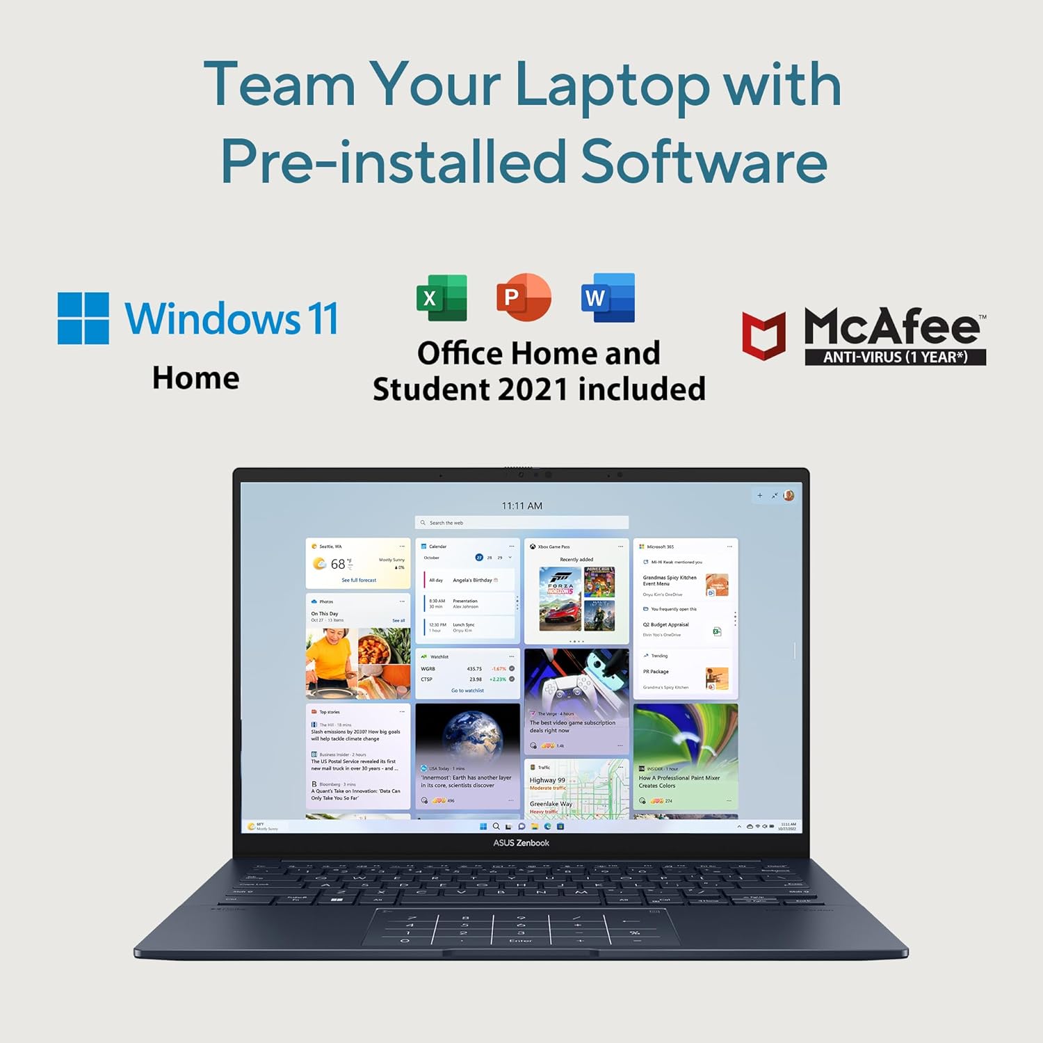 ASUS Zenbook 14, Intel Core Ultra 7 155H, 1.4 GHz, 16GB RAM, 1TB SSD, 3K OLED 16:10 Touch 120Hz, 14", Windows 11, MS Office Home, Ponder Blue, 1.28KG,UX3405MA-PZ752WS,75WHr Battery,AI Powered Laptop