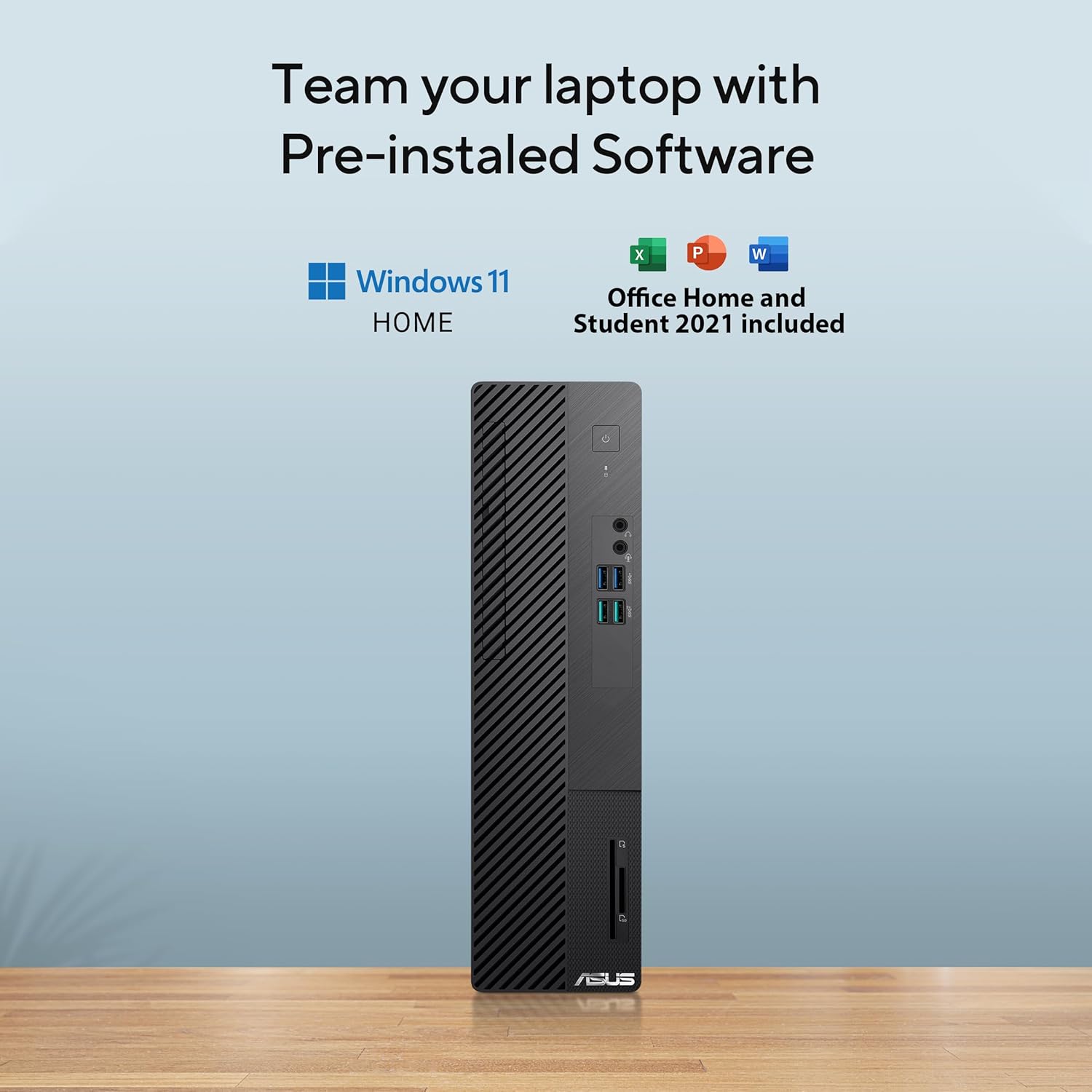 ASUS S500SD, 4 core, Intel Core i3-12100, Tower PC (8GB RAM/256GB SSD/Integrated Graphics/Windows 11 + MS Office/with Keyboard & Mouse//Black/5 Kg), S500SD-312100016WS