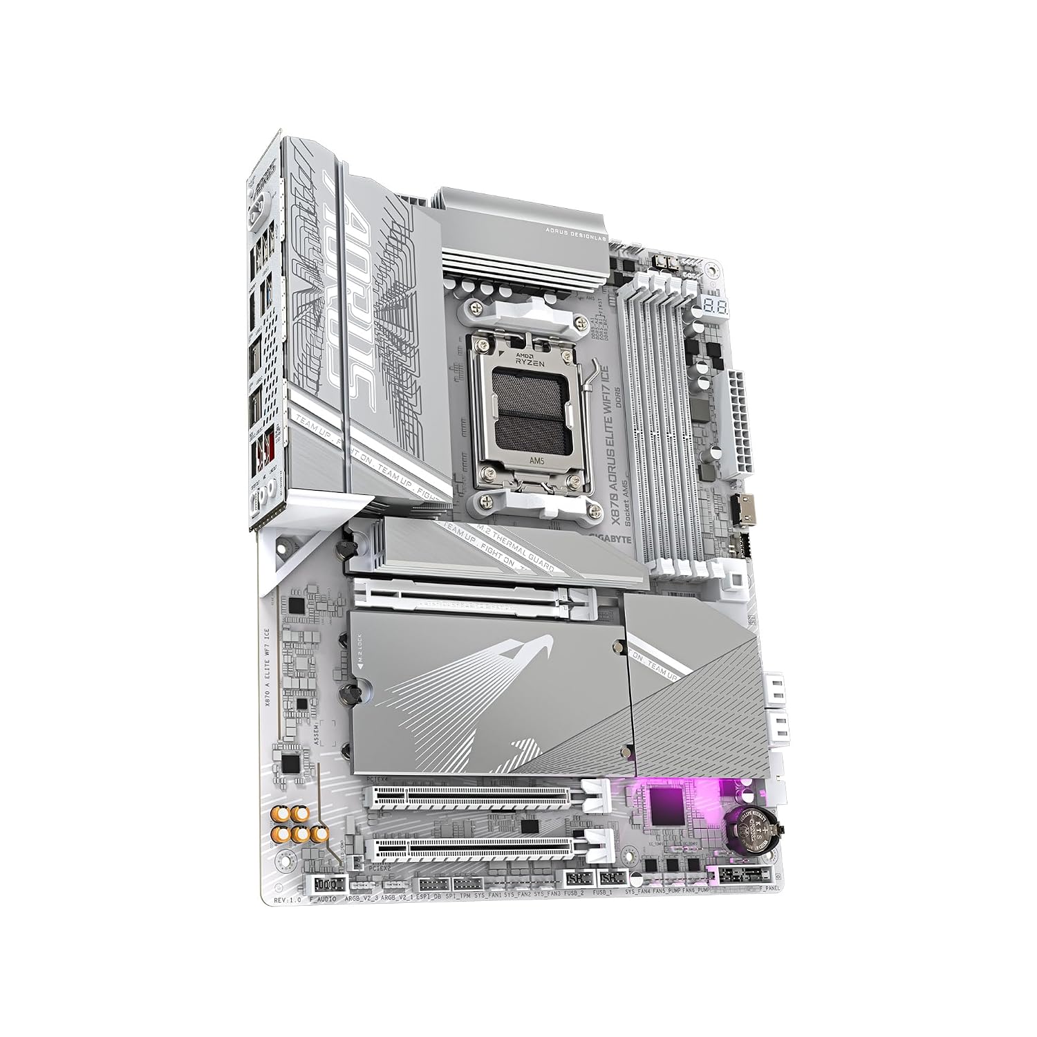 GIGABYTE X870 AORUS Elite WIFI7 ICE AMD AM5 LGA 1718 Motherboard, ATX, DDR5, 4X M.2, PCIe 5.0, USB4, WIFI7, 2.5GbE LAN, EZ-Latch