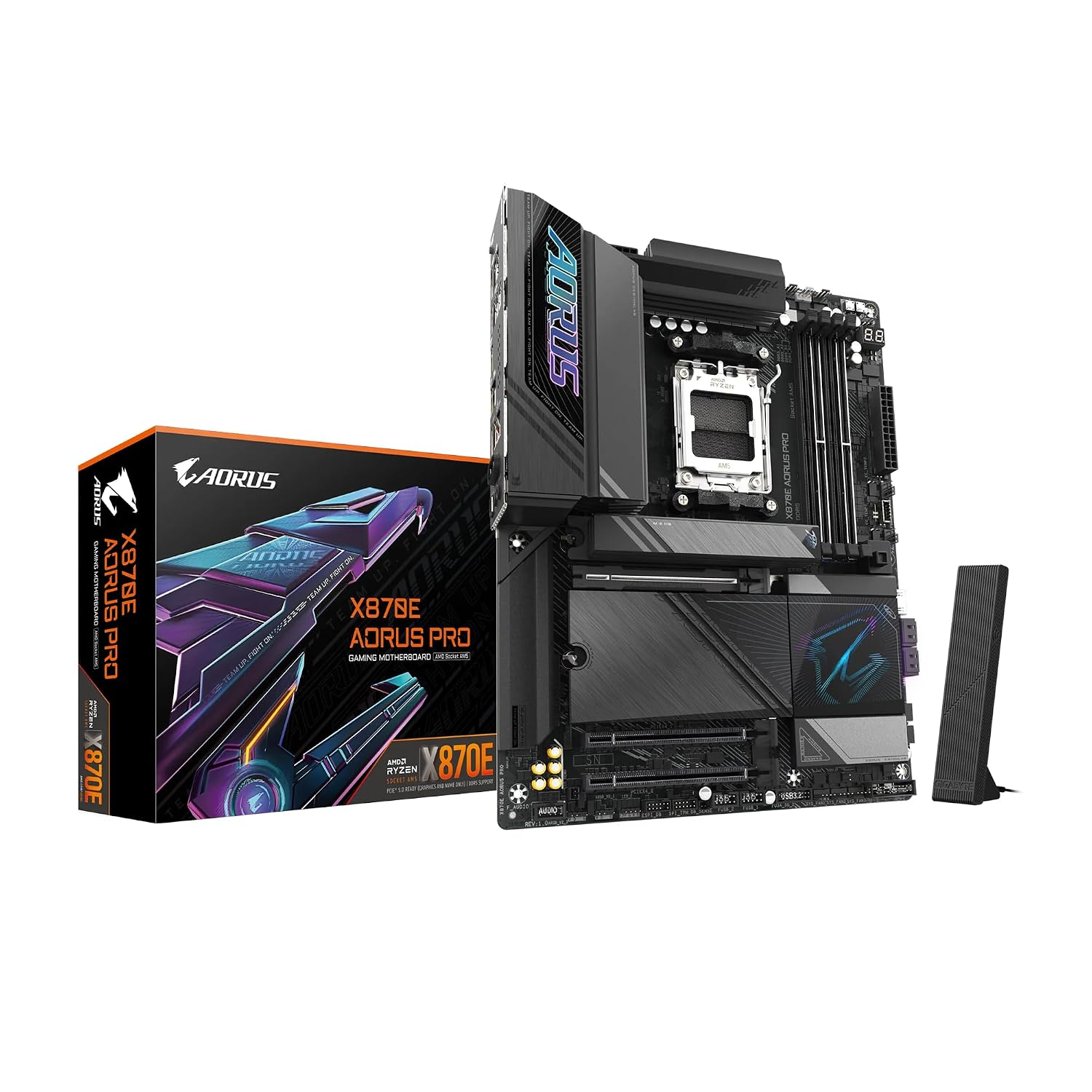 GIGABYTE X870E AORUS PRO AMD AM5 LGA 1718 Motherboard, ATX, DDR5, 4X M.2, PCIe 5.0, USB4, WIFI7, 2.5GbE LAN, EZ-Latch, 3-Year Warranty