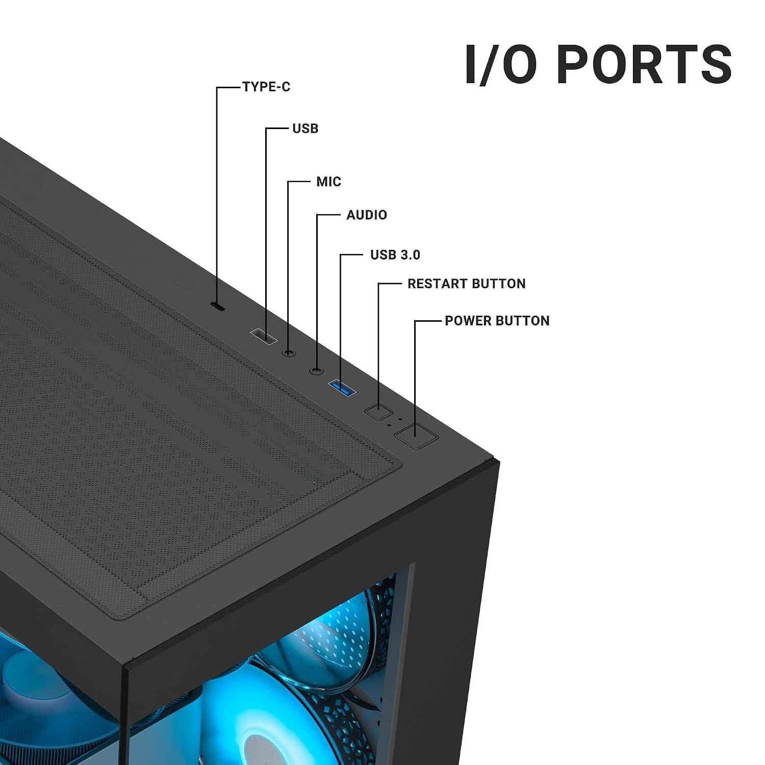 Ant Esports Crystal X7 ATX Computer Case/Gaming Cabinet with Type-C - Black | Support ATX, Micro-ATX, Mini-ITX | Pre-Installed 3 M/B Plate Fans, 2 PSU Shroud Fans, 1 Bottom & 1 Rear Fan