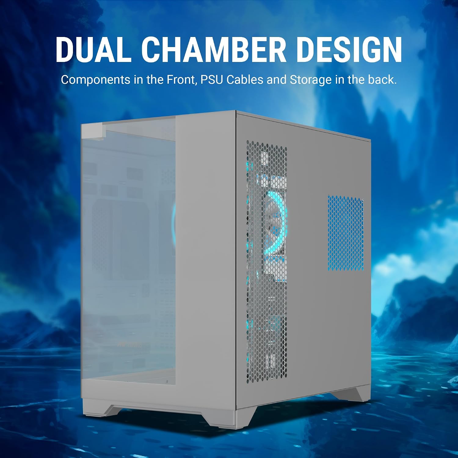 Ant Esports Crystal Mirror Mid-Tower ATX Computer Case/Gaming Cabinet - White |3-Side Glass with Mirror| Support ATX, Micro-ATX, Mini-ITX | Pre-Installed 4 ARGB PWM Fans