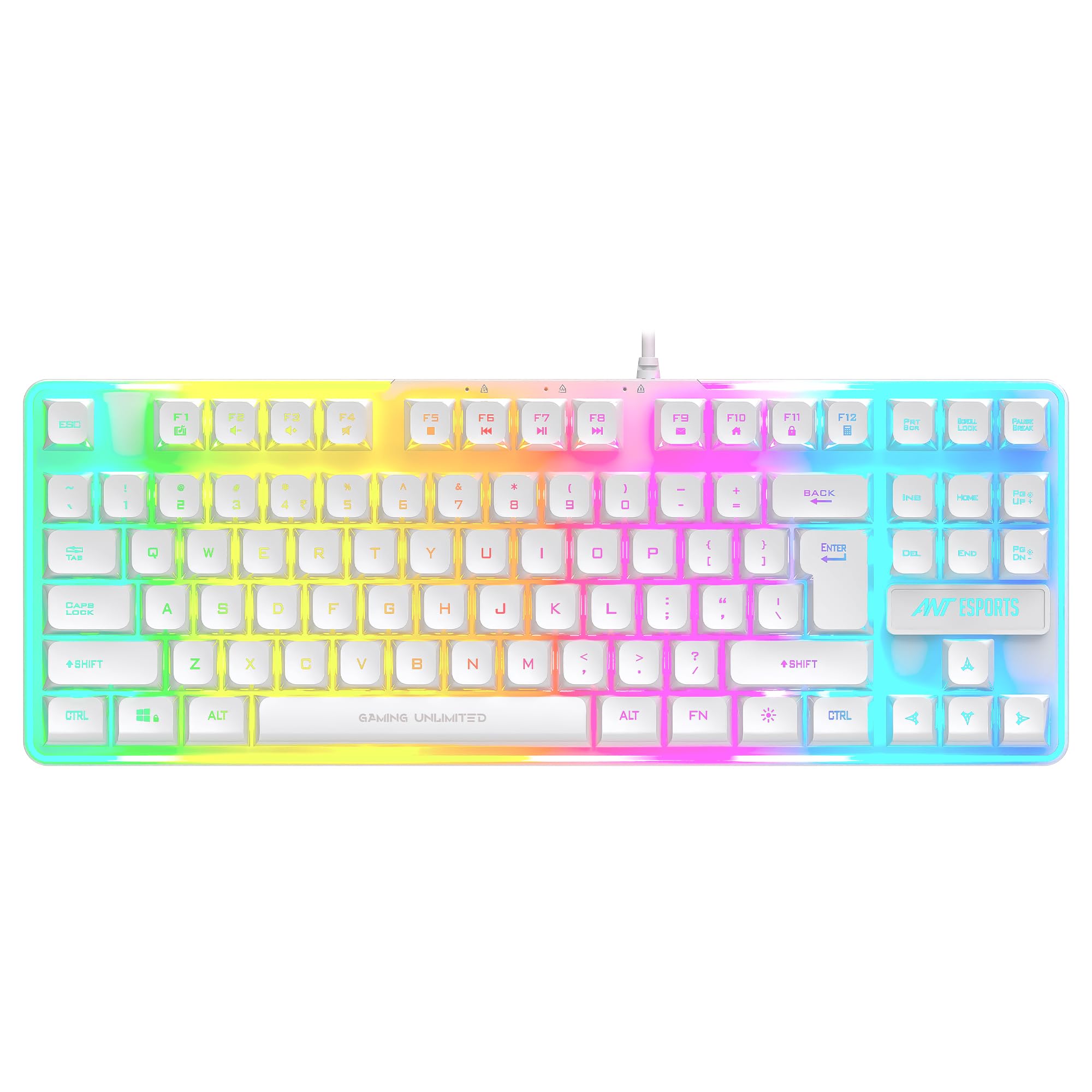 Ant Esports MK710 V2 Membrane TKL Wired Gaming Keyboard Mouse Combo 87 UV Coated Mechanical feel Keys Cool RGB Backlight Keyboard,1200-3600 DPI Aero-Jet RGB Gaming Mouse with Type C Adapter_ Mercury