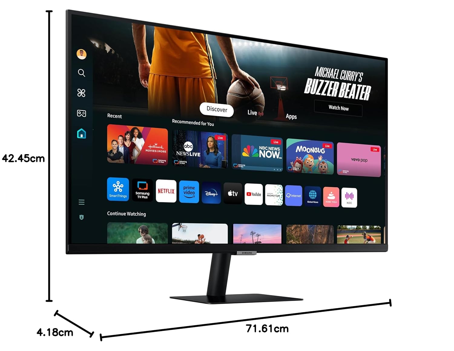 Samsung 32" (80cm) M7 4K Smart Monitor with Smart TV Experience|UHD 3840 x 2160|Type C-65W|OTT Apps|IoT Hub|Office 365|Workout Tracker|Speakers|Solar Remote|Wi-Fi|Bluetooth|LS32DM700UWXXL|Black