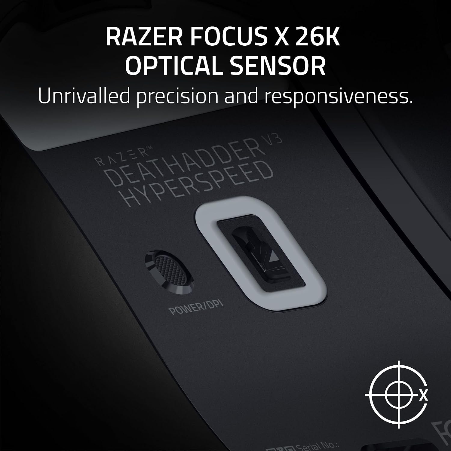 Razer DeathAdder V3 HyperSpeed Wireless Esports Gaming Mouse: 55 g Lightweight - Ergonomic & Smooth Touch Texture - Up to 100 Hr Battery - Gen 3 Optical Switches - Focus X 26K Optical Sensor - Black