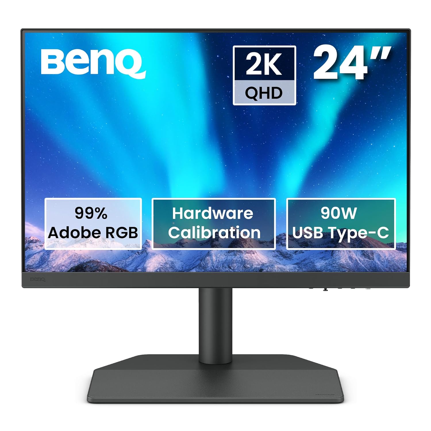 BenQ SW242Q 24" WQXGA 16:10 HDR10 Photo & Video Editing Monitor| 99% Adobe RGB| 98% P3| USB-C (90W)| DeltaE<1.5| 16-bit 3D LUT| Pantone Validated| Hardware Calibration| Card Reader| HDMI| DP (Black)