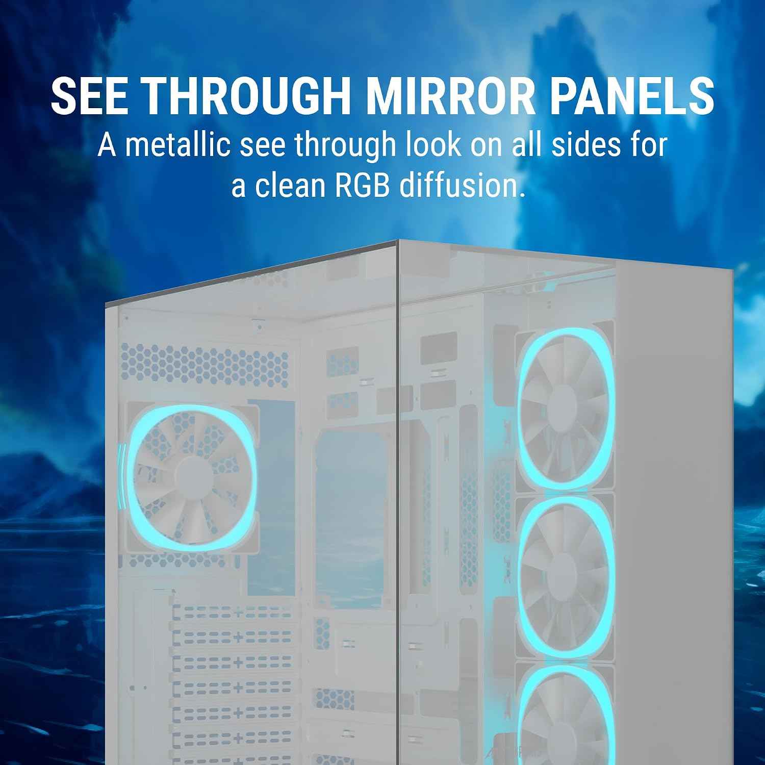 Ant Esports Crystal Mirror Mid-Tower ATX Computer Case/Gaming Cabinet - White |3-Side Glass with Mirror| Support ATX, Micro-ATX, Mini-ITX | Pre-Installed 4 ARGB PWM Fans