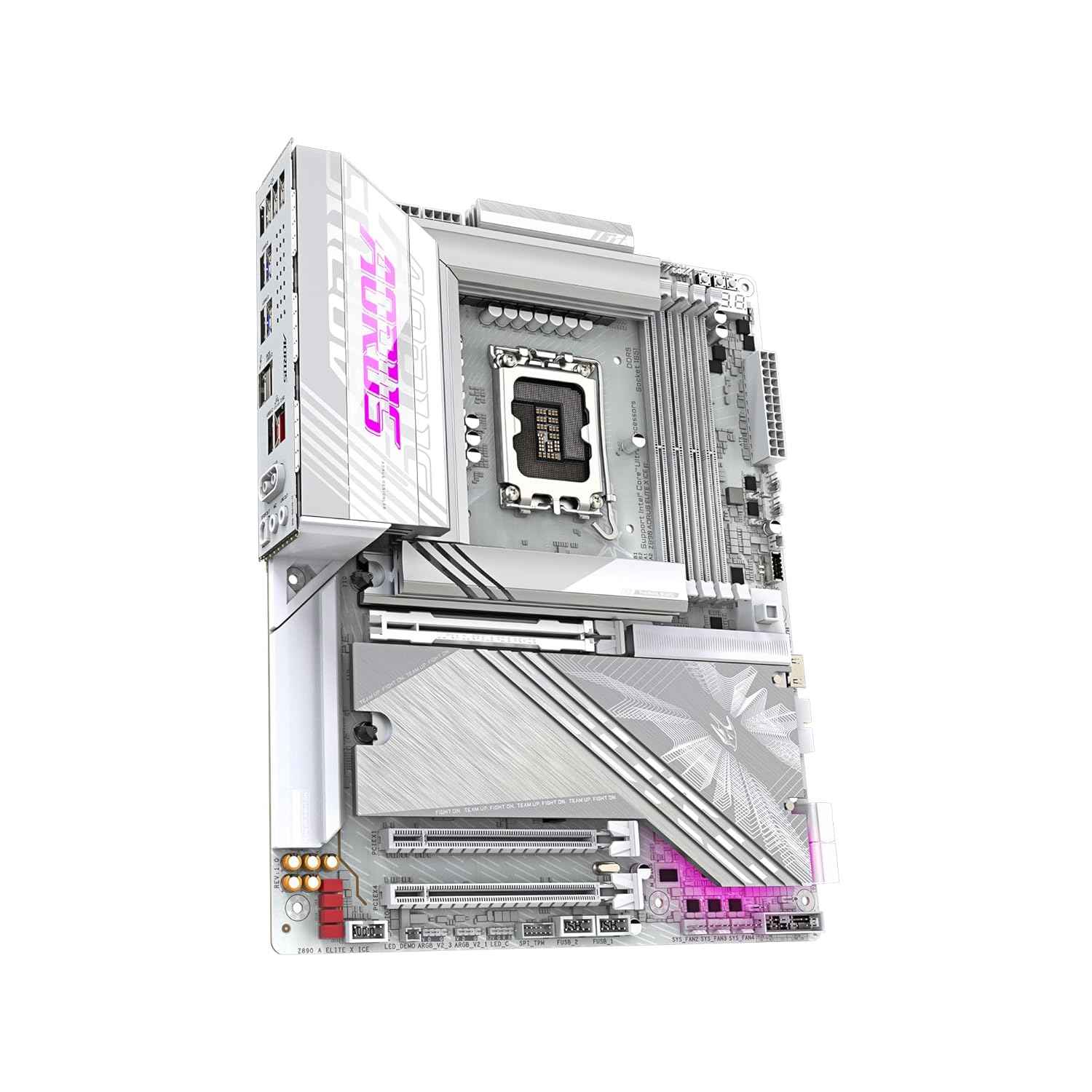 GIGABYTE Z890 AORUS Elite X ICE Intel Core Ultra (Series 2) LGA 1851 Motherboard, ATX, DDR5, 5X M.2, PCIe 5.0, Thunderbolt 4, WIFI7, 2.5GbE LAN, EZ-Latch