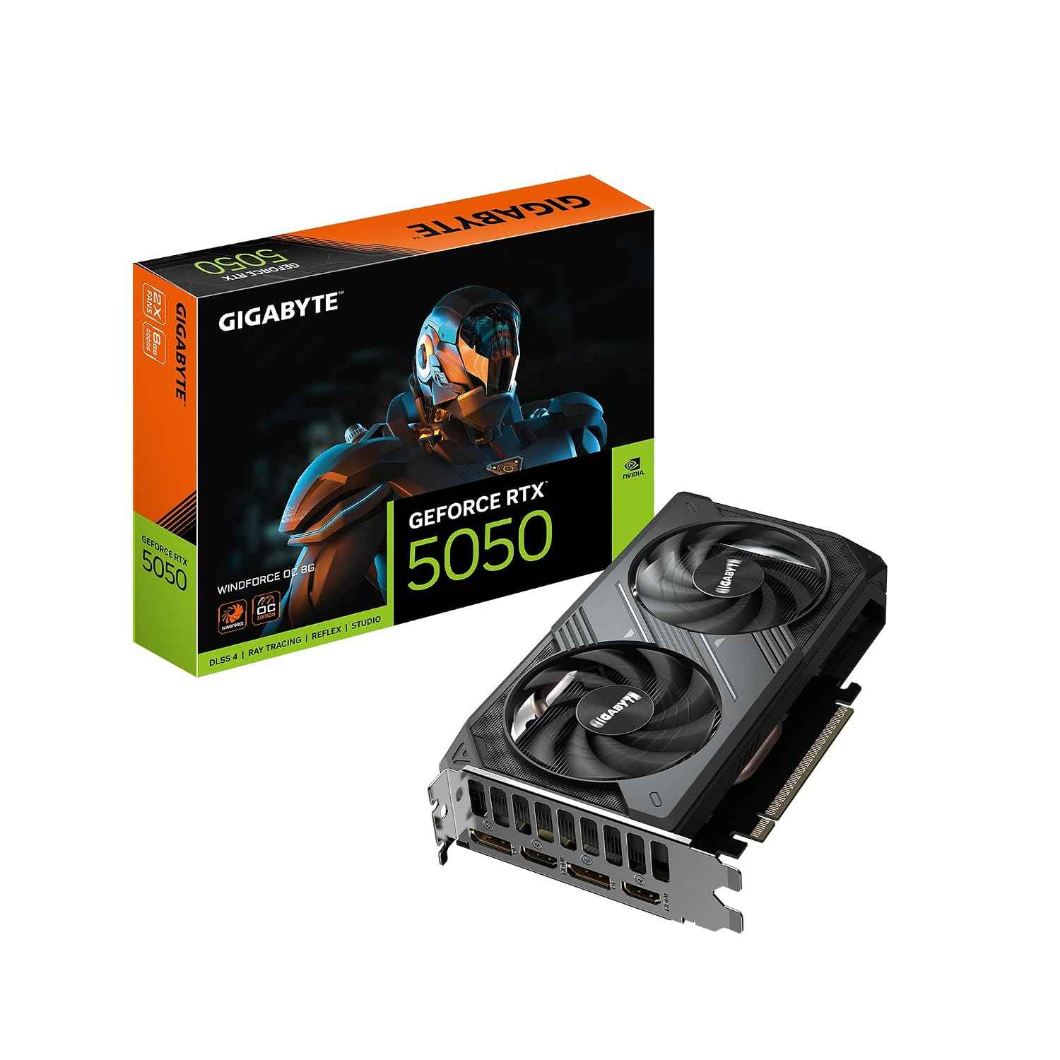 GIGABYTE GeForce RTX 5050 WINDFORCE OC 8GB GDDR6, PCIe 5.0 Graphics Card – Blackwell DLSS 4, 2587 MHz Boost Clock, Twin Hawk Fans, Thermal Gel