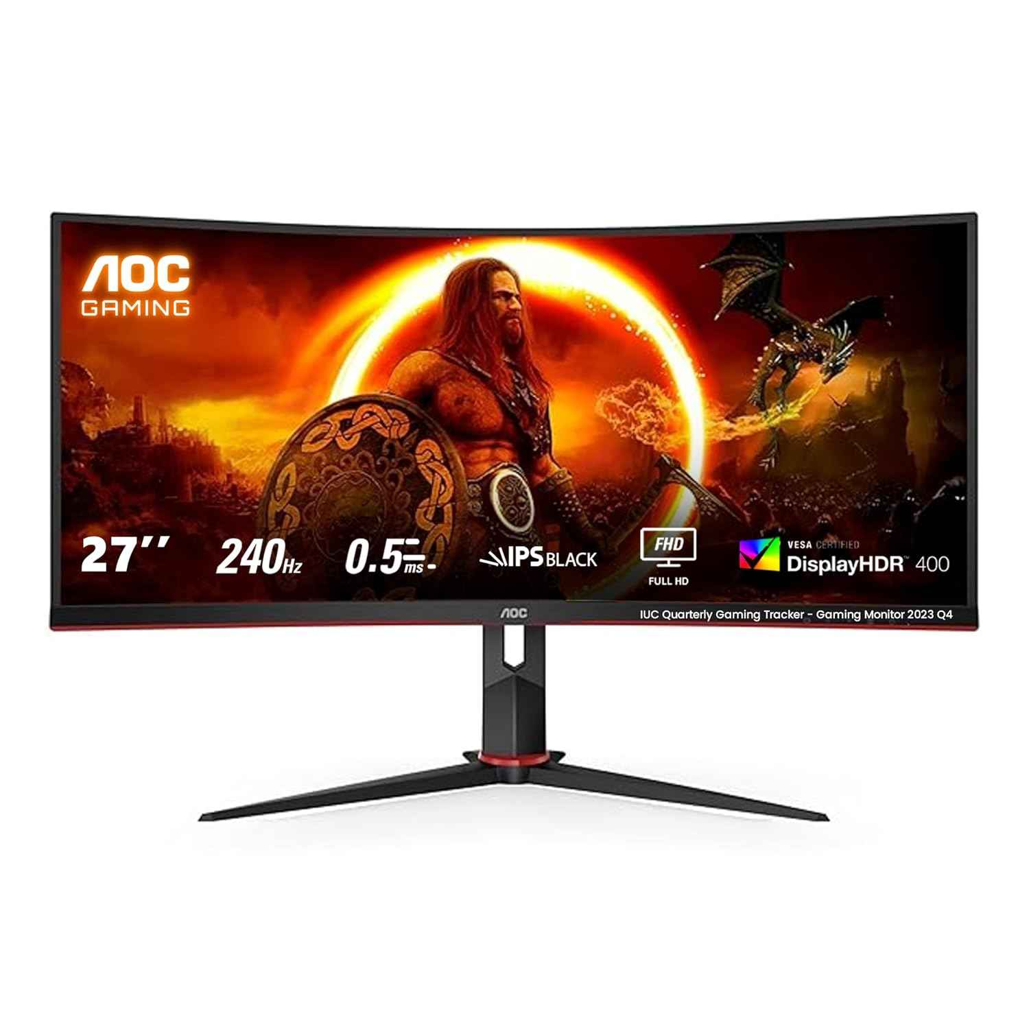 AOC 27G2Z Gaming Monitor 27 inch Ultra-Fast FHD, IPS Panel, 240Hz Refresh Rate, 0.5ms Response Time, 400 nits Brightness, FreeSync Premium, HDR 400,115% sRGB, DCI-P3 93% Color Accuracy, VESA Certified