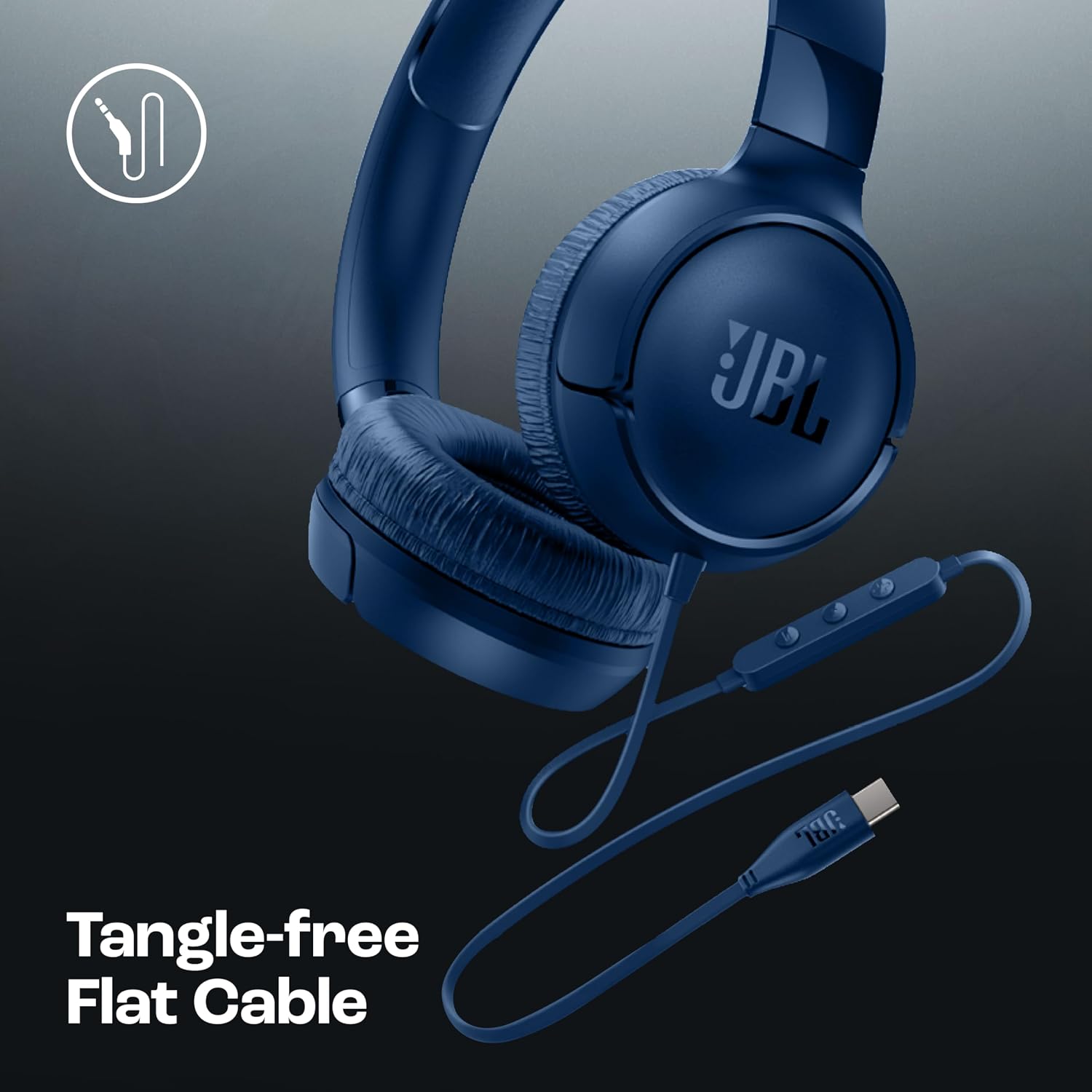 JBL Tune 520C On Ear Type C Wired Headphone, Pure Bass Sound,3-Button Remote with Microphone,Comfort Fit and Foldable Design(Blue)