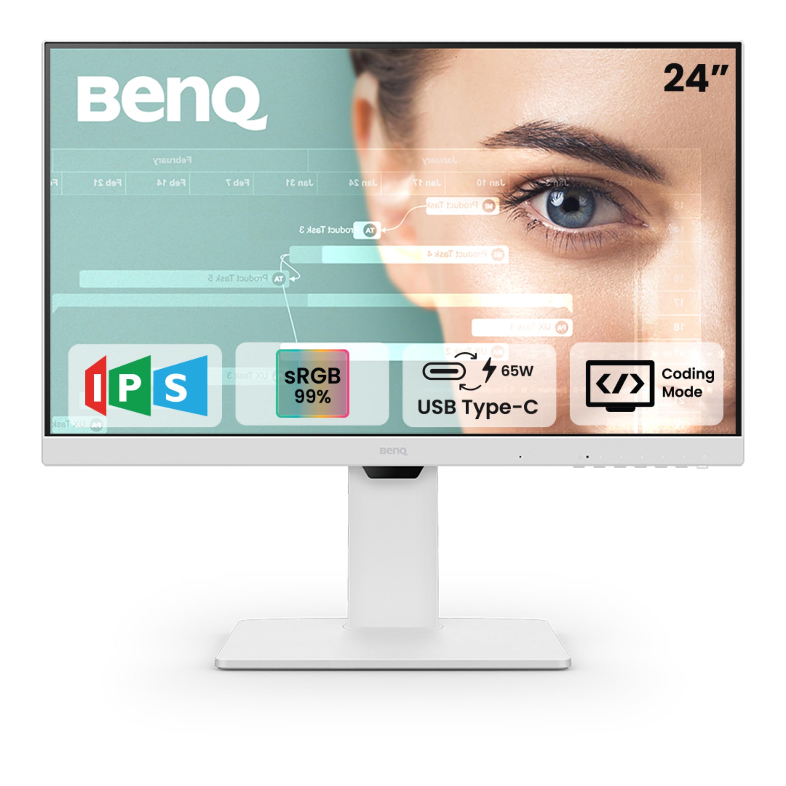 BenQ GW2786TC 27" IPS 100Hz Full HD Coding Monitor |USB-C(65W PD)| Daisy Chain| 99% sRGB| Coding Mode| Height Adjust|HDMI| DP| USB Hub| 2Wx2 Speakers| Eye Care| Noise Cancelling Microphone (White)