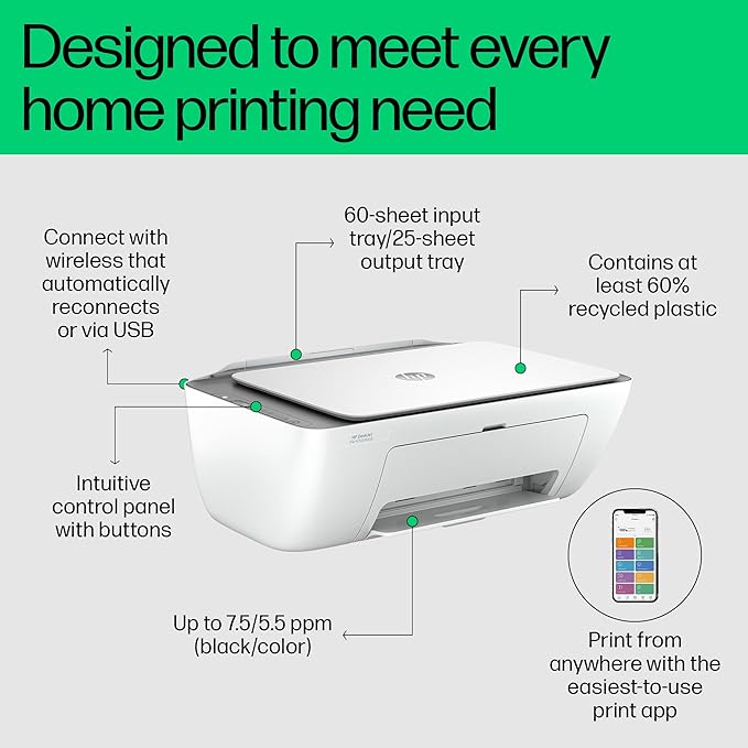 HP Ink Advantage 2876 WiFi Colour Printer - Print/Scan/Copy Ideal for Home, White - Zapnet.in