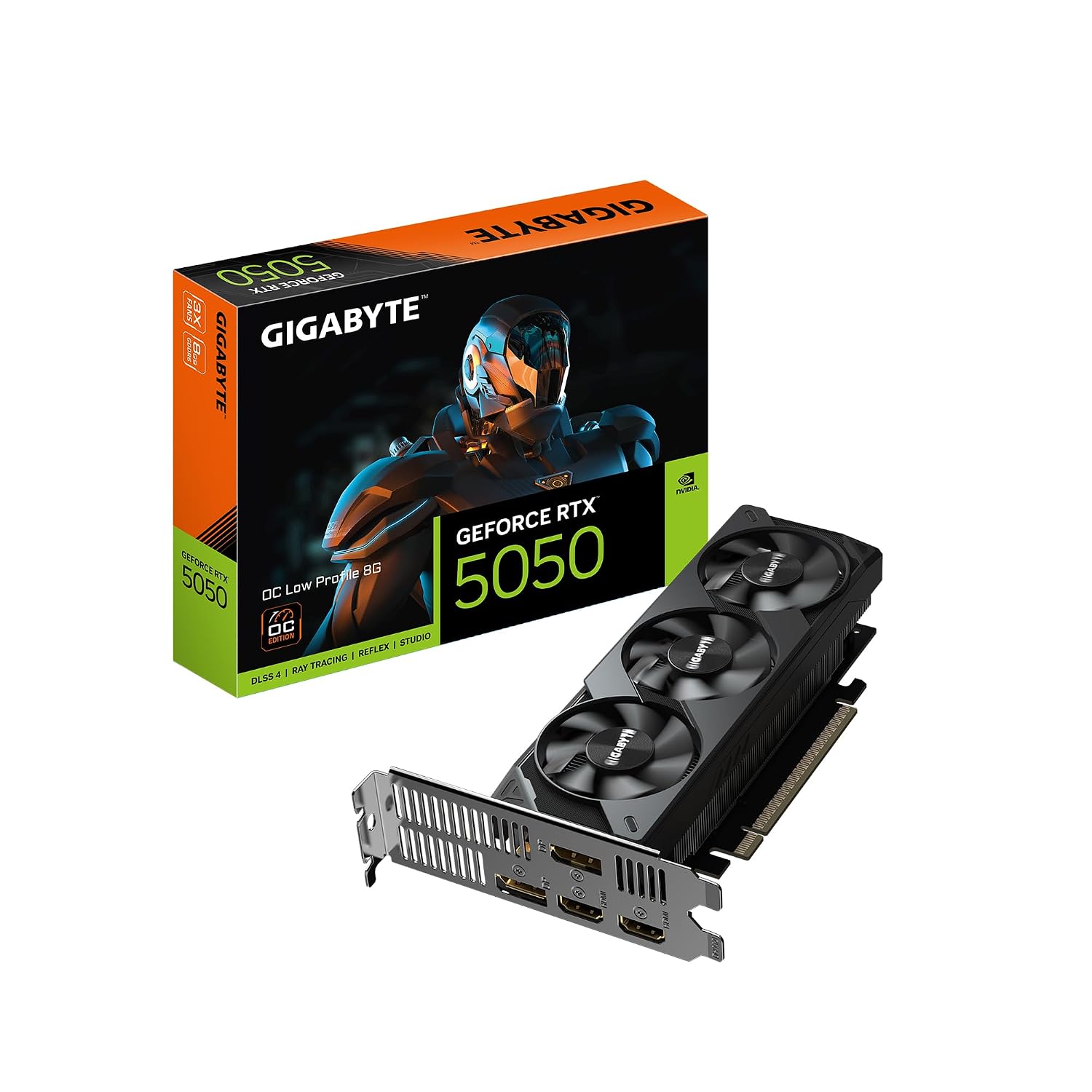 GIGABYTE GeForce RTX 5050 OC Low Profile 8G Graphics Card, 8GB 128-bit GDDR6, PCIe 5.0, Supports up to 4 displays, GV-N5050OC-8GL Video Card