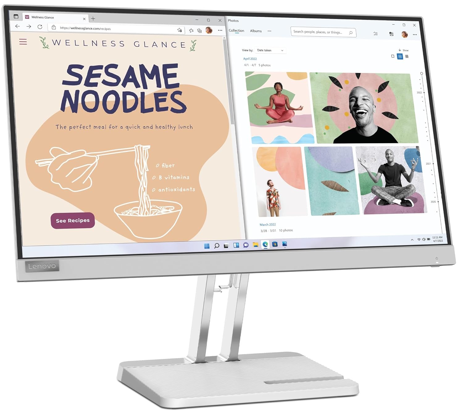 Lenovo L22e-40, 21.4 Inch (54.48 cm), FHD 1920x1080, 75Hz, Grey, 4ms, 16.7Mn Colors, AMD FreeSync, TUV Eye Comfort, Low Blue Light, Smart Display Customization Artery, HDMI Monitor