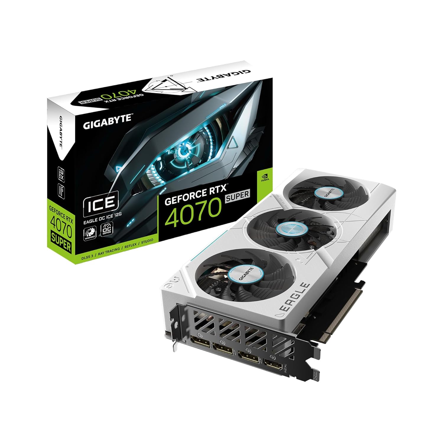 GIGABYTE GeForce RTX 4070 Super Eagle OC ICE 12G Graphics Card, 3X WINDFORCE Fans, 12GB 192-bit GDDR6X, GV-N407SEAGLEOC ICE-12GD Video Card