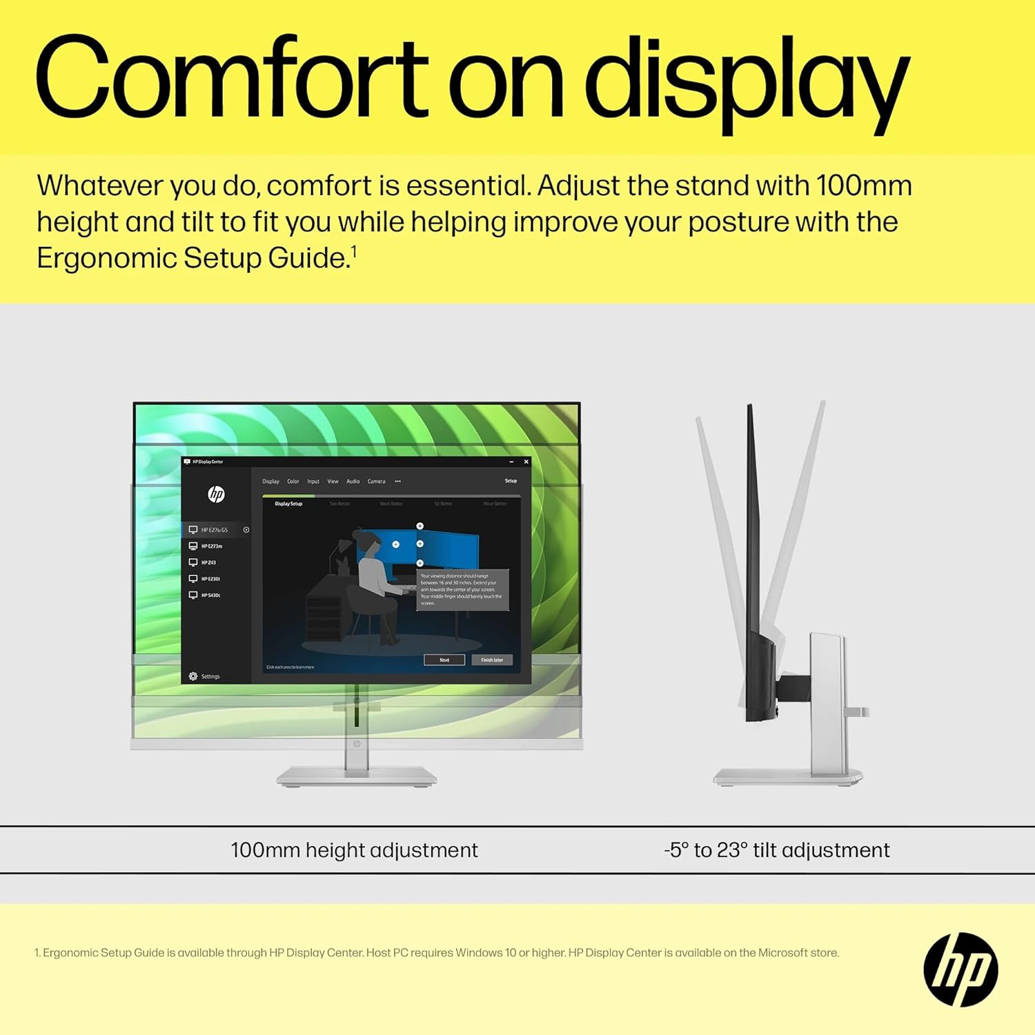 HP M24h 1080p 23.8-inch FHD IPS Desktop Monitor 75 Hz 300 nits AMD FreeSync Anti-Glare Height Tilt Adjustable Eye Ease HDMI VGA for Laptop Computer Screen Display 76D15AA (Renewed)